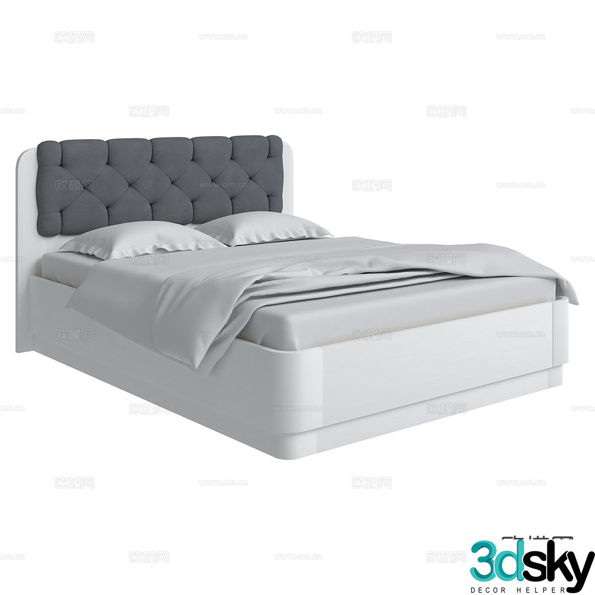 Modern double bed 3d model