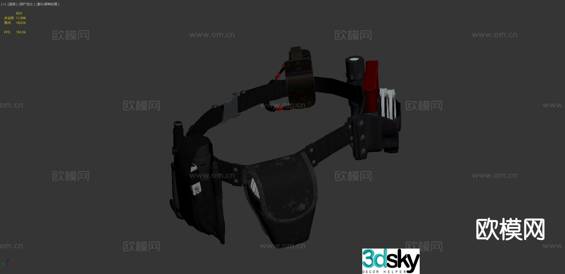 Police belt equipment 3d model