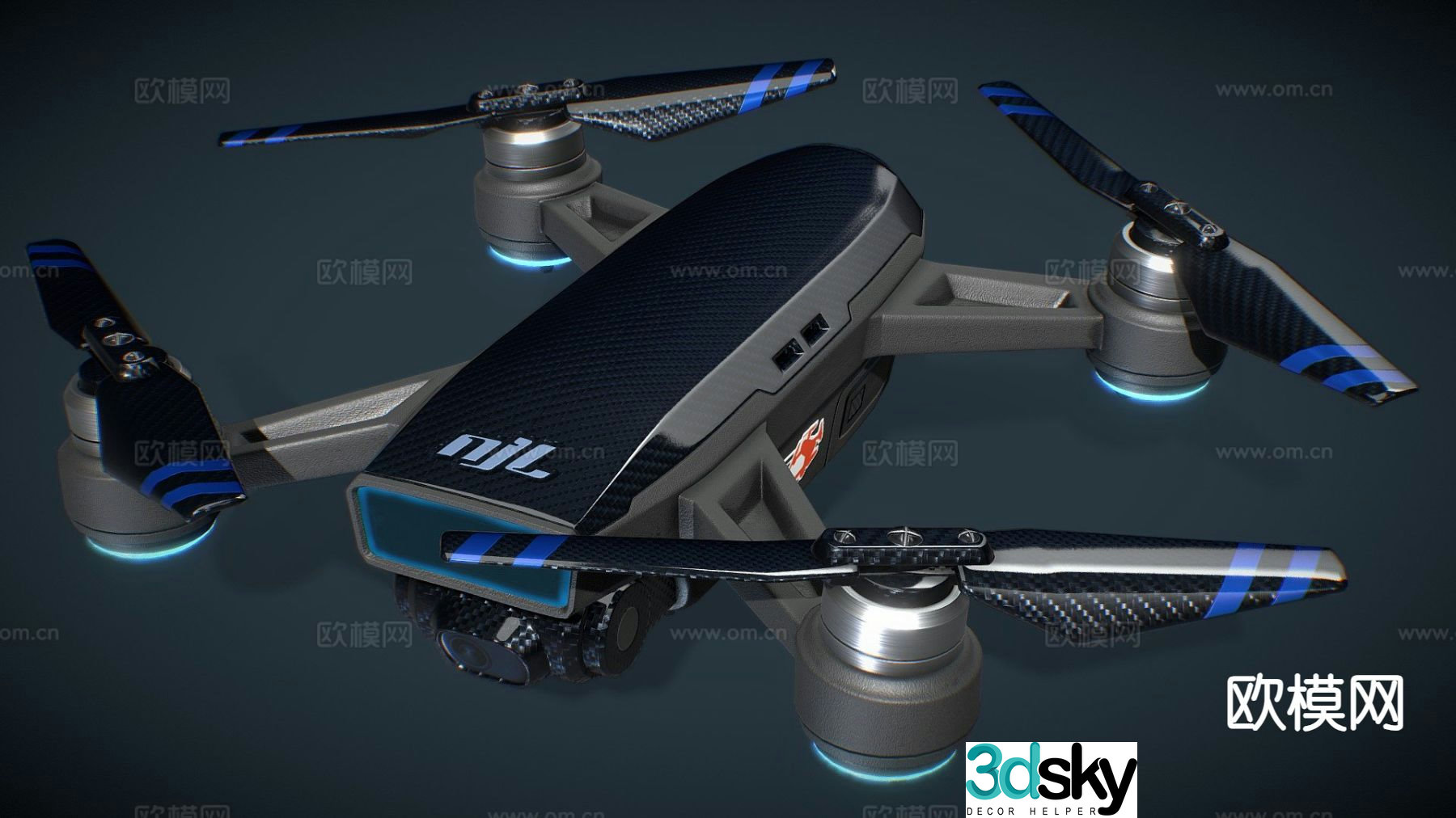 Carbon fiber drone 3d model