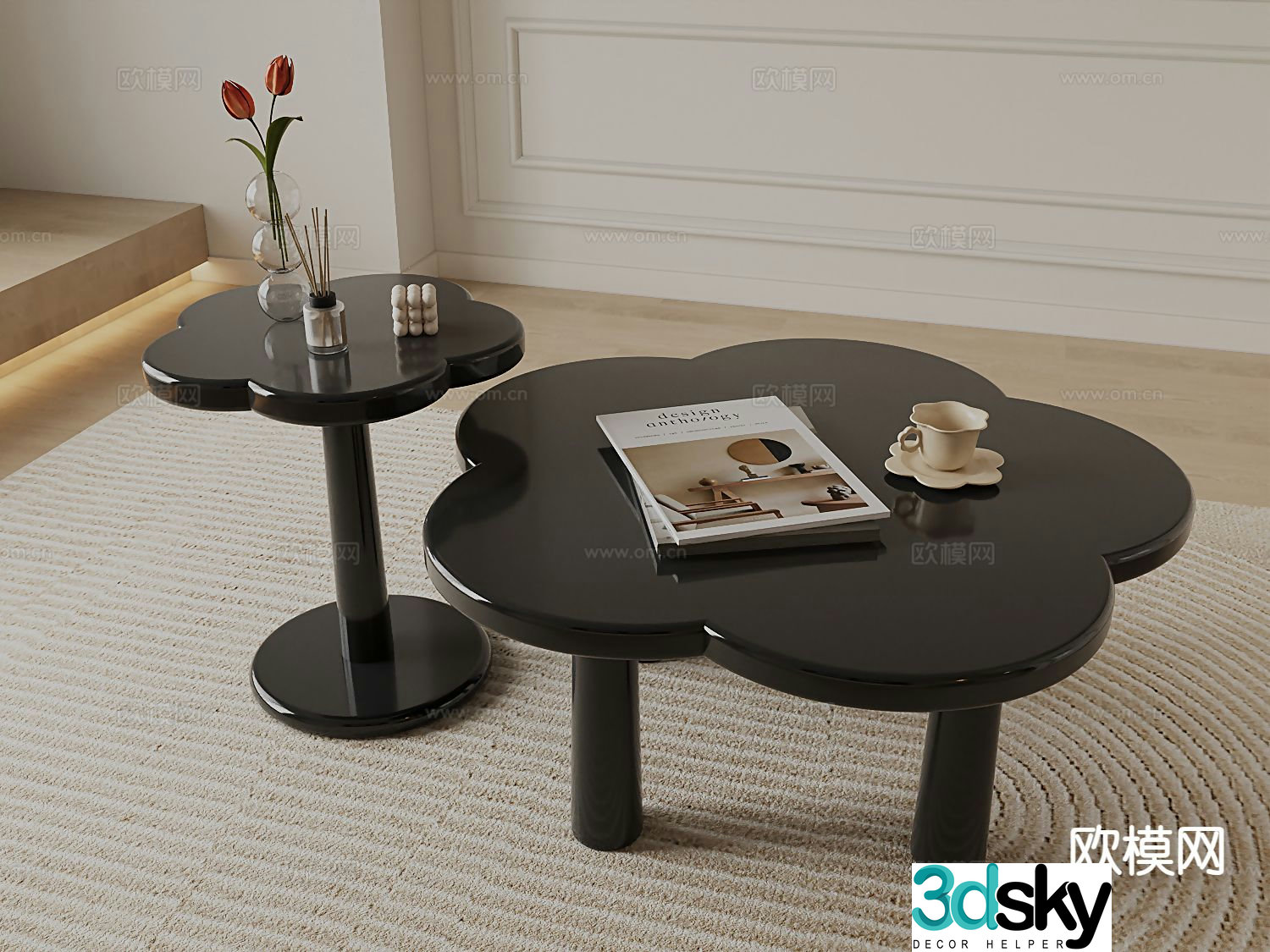 French mother-child coffee table 3D model