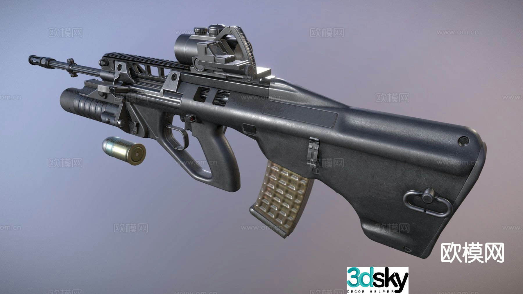 military pistol rifle 3d model