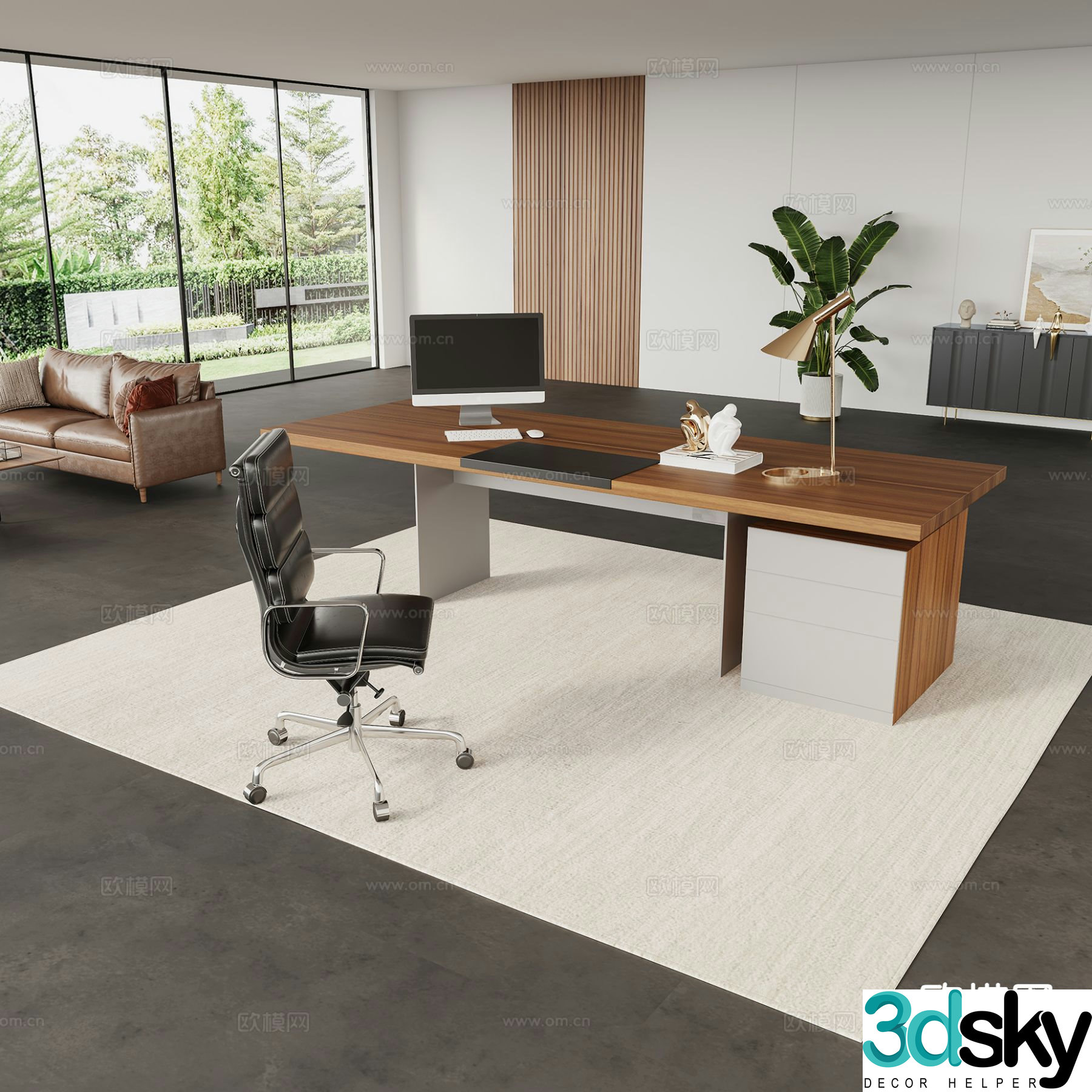 Modern office desk executive desk 3d model