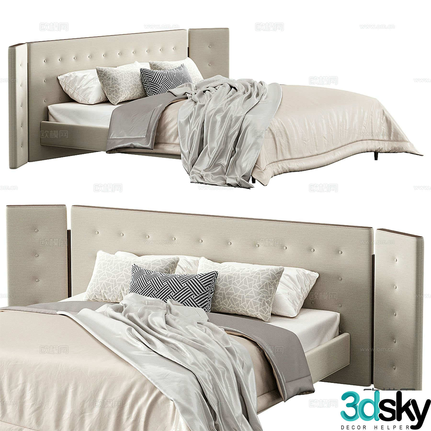 Modern double bed 3d model