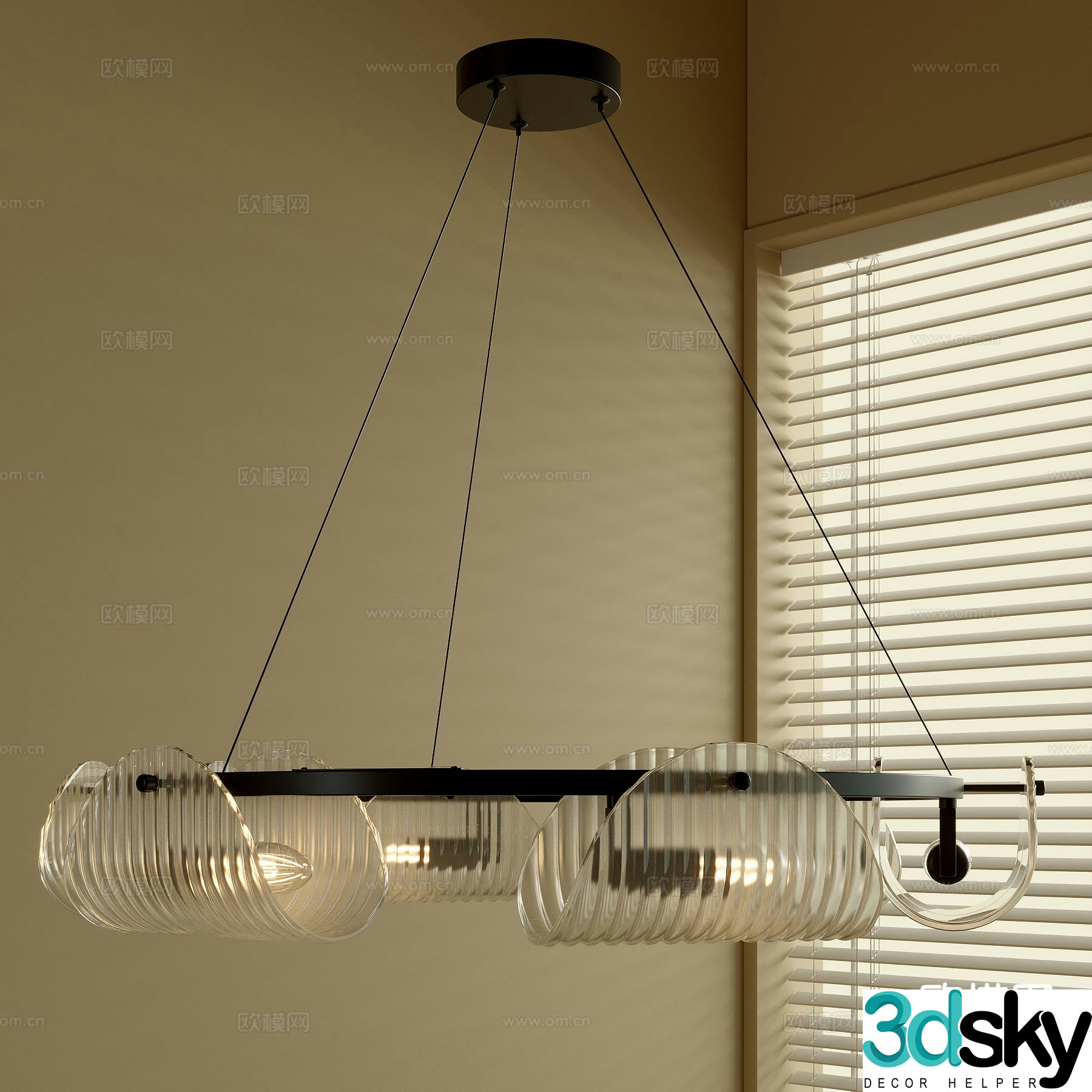 Middle-aged chandelier ring chandelier 3d model