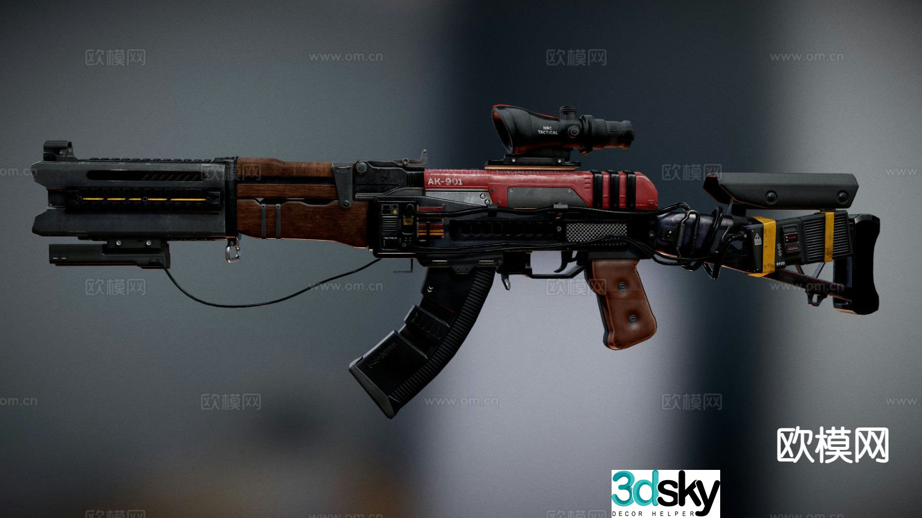 Military pistol sci-fi rifle 3d model