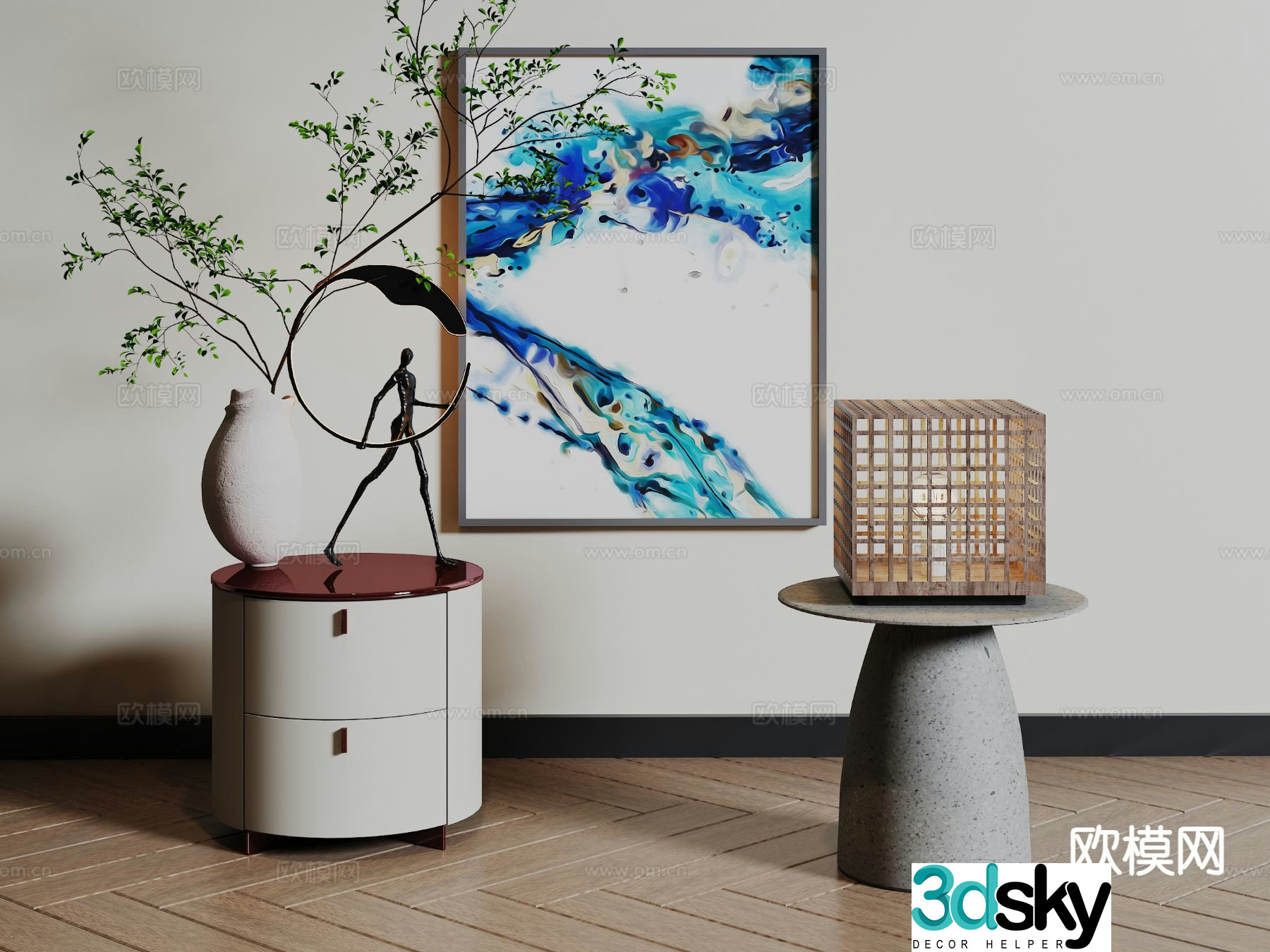 Modern bedside table 3d model