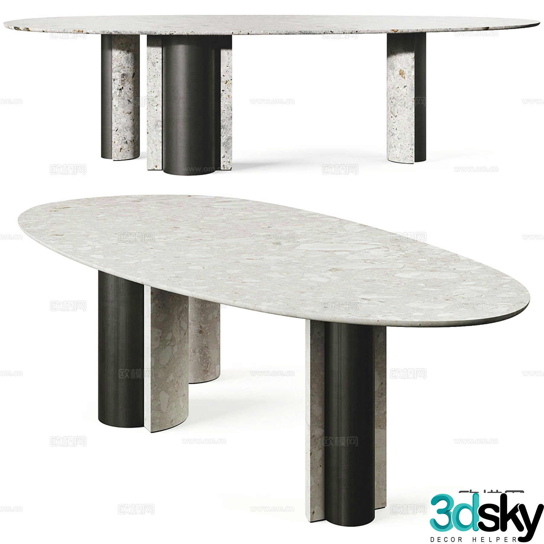 NUCLEO oval dining table slate dining table 3d model