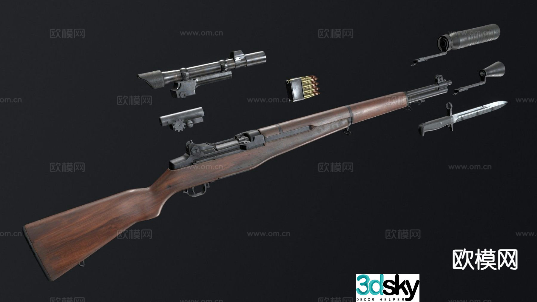 Garand sniper gun 3d model