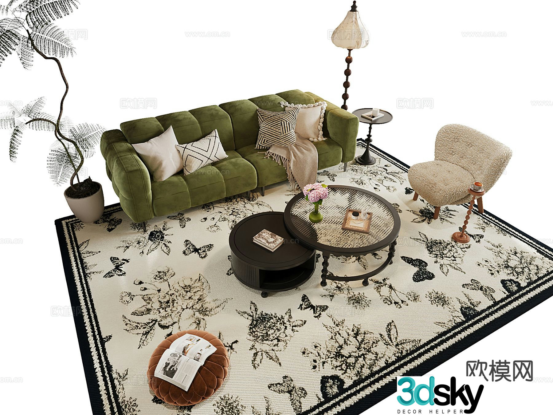 French sectional sofa 3d model