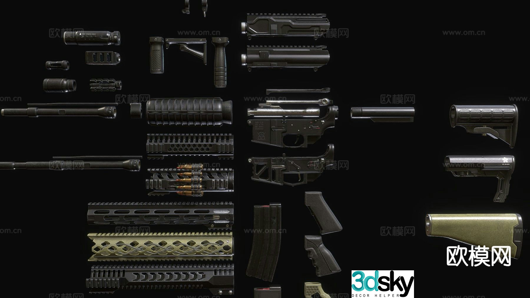 Military Rifle Disassembly Rifle 3d Model