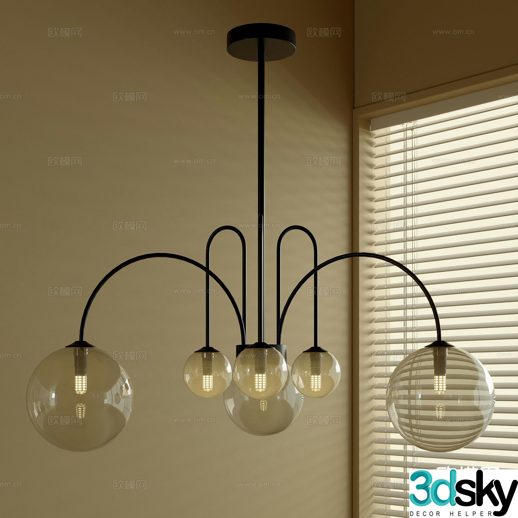 Medieval style chandelier multi-head chandelier 3D model