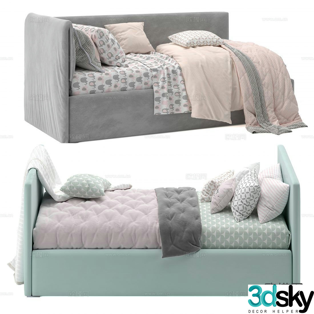 Modern sofa bed single bed 3d model