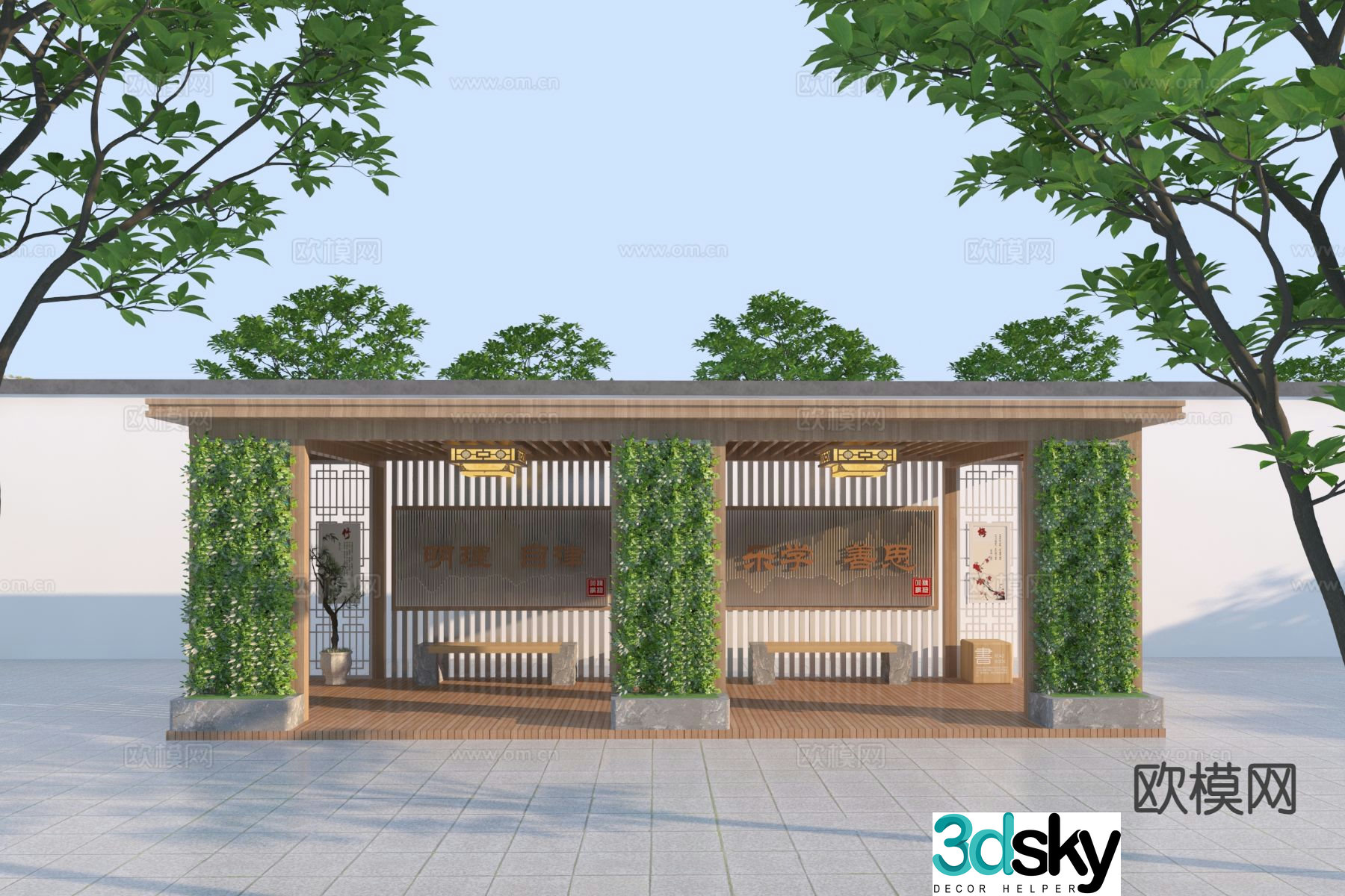 New Chinese style promenade rest pavilion landscape gallery 3D model