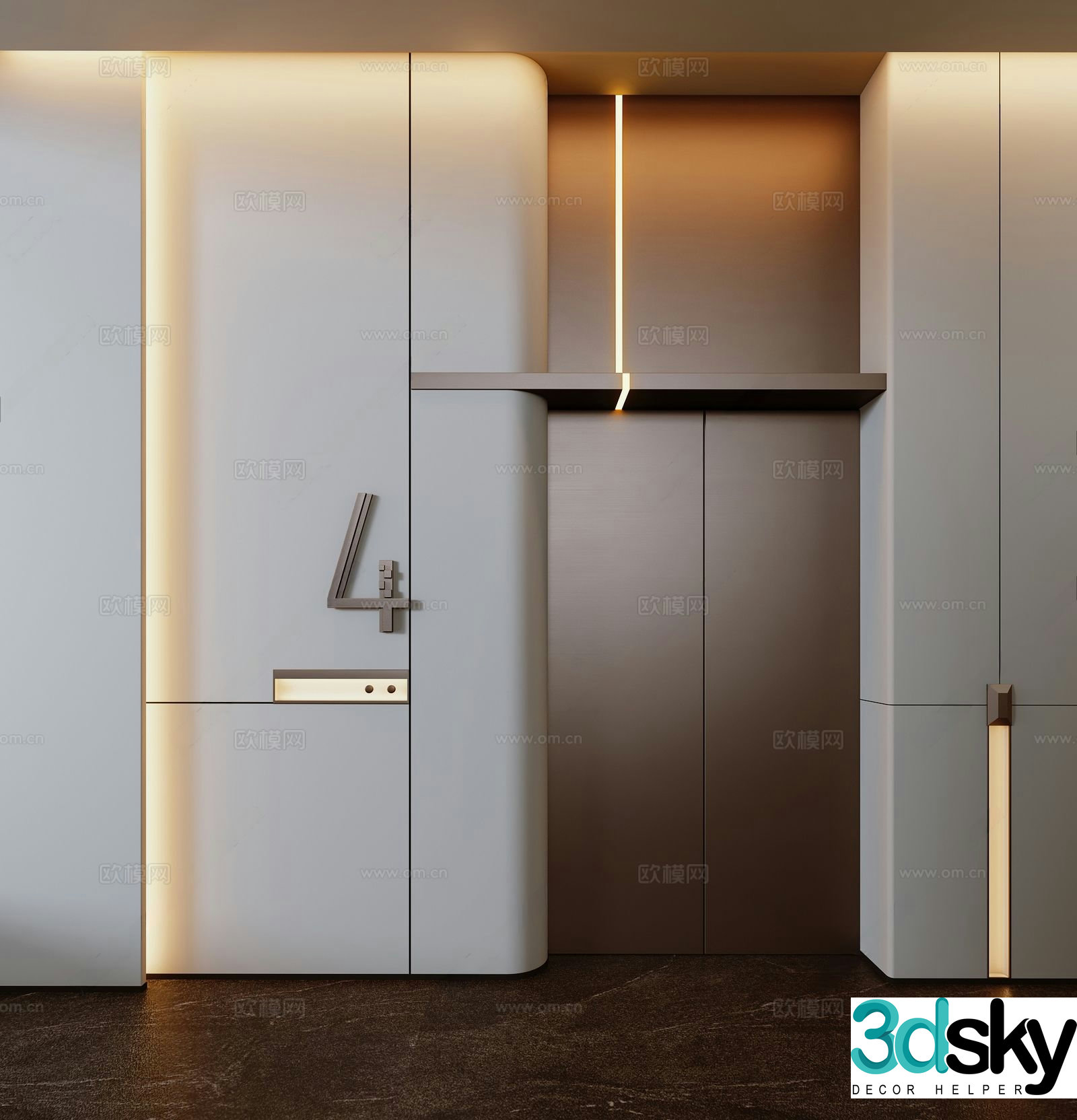 Light luxury elevator door elevator entrance 3D model