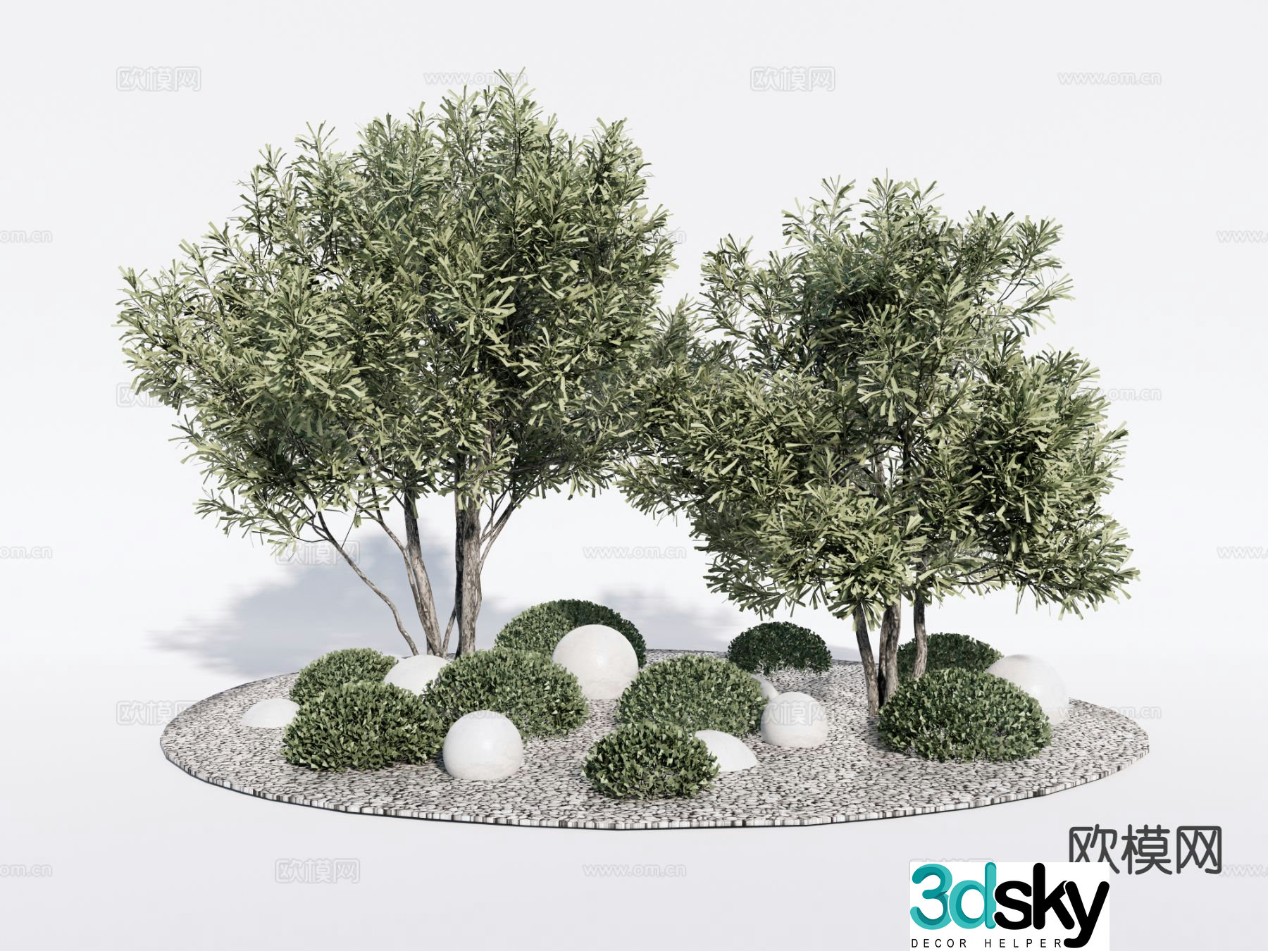 Modern plant heap outdoor plants micro terrain 3d model