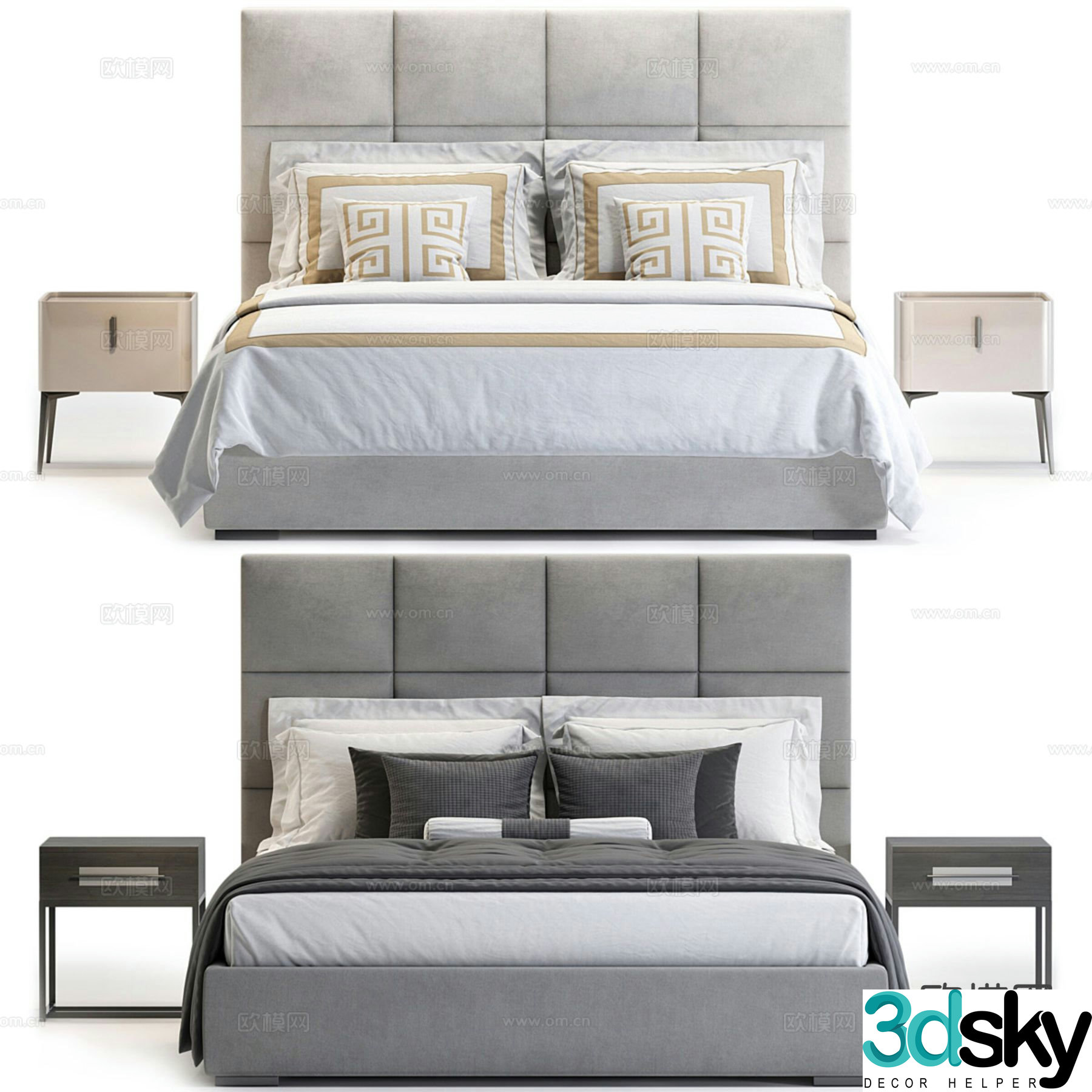 Modern double bed 3d model