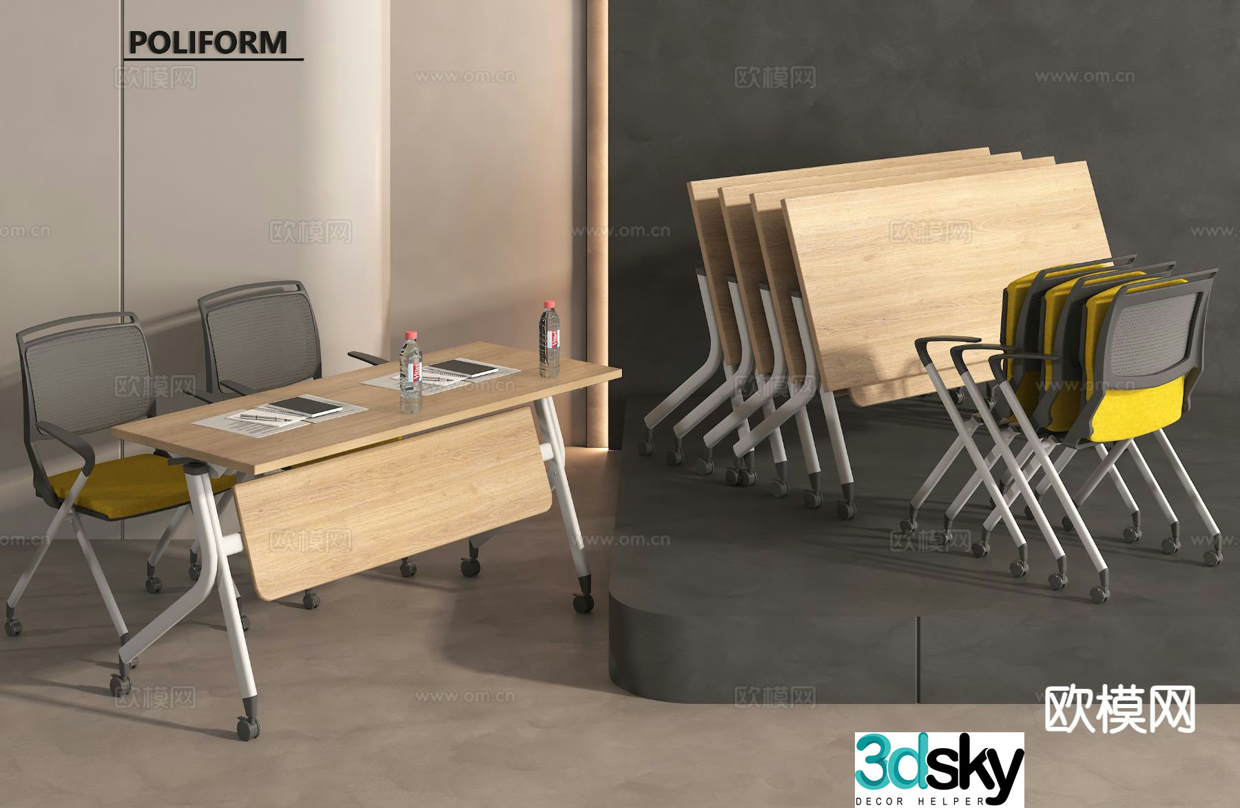 Modern office desk and chair 3d model