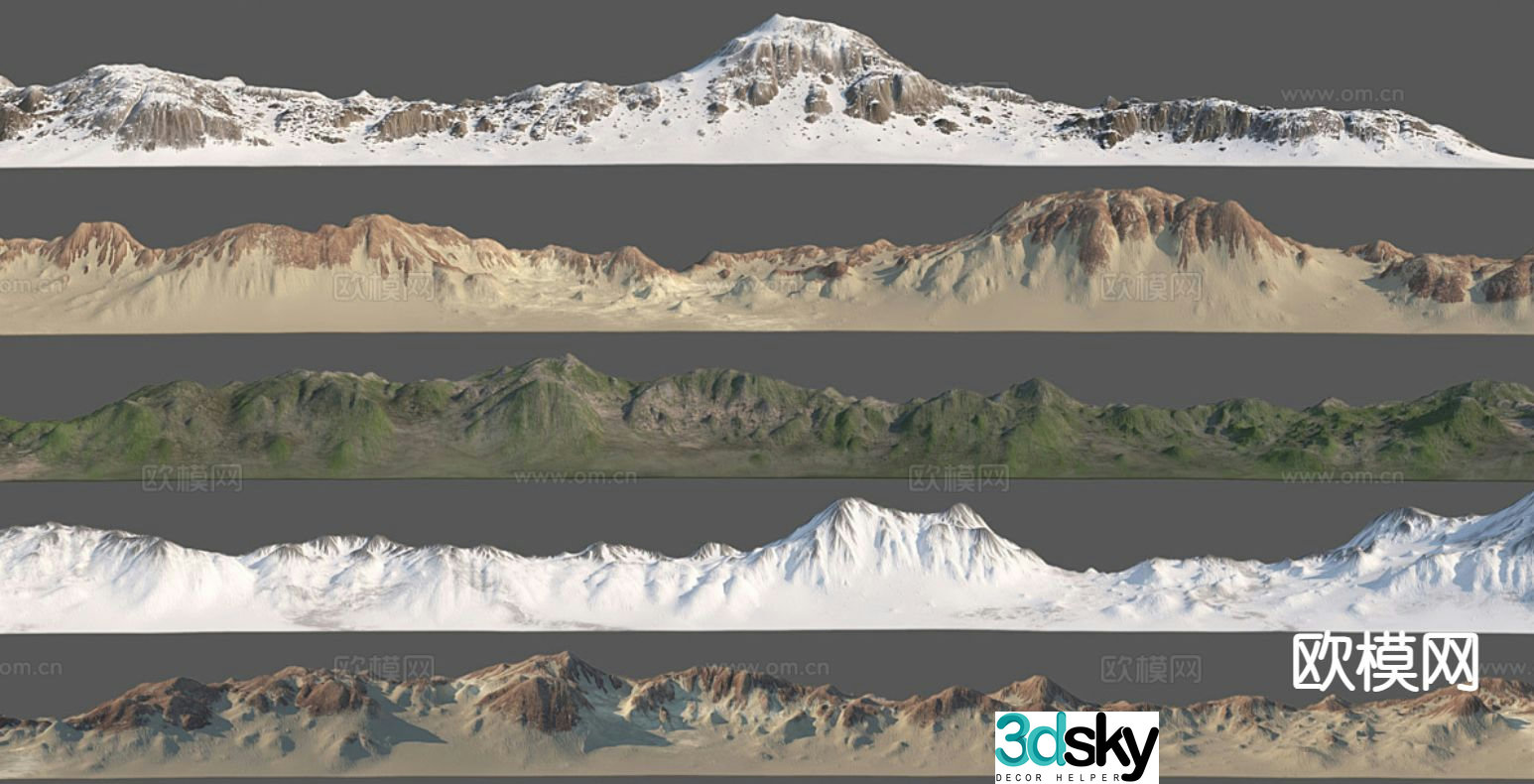 Ring mountain range mountains snow mountain 3d model