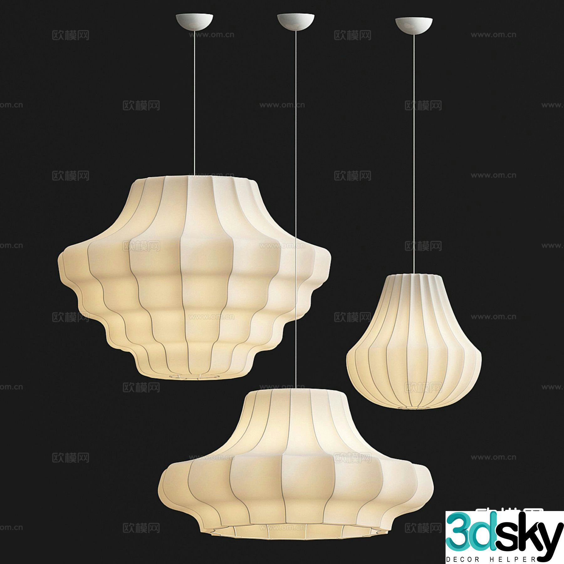 Wabi-sabi chandelier restaurant chandelier 3d model
