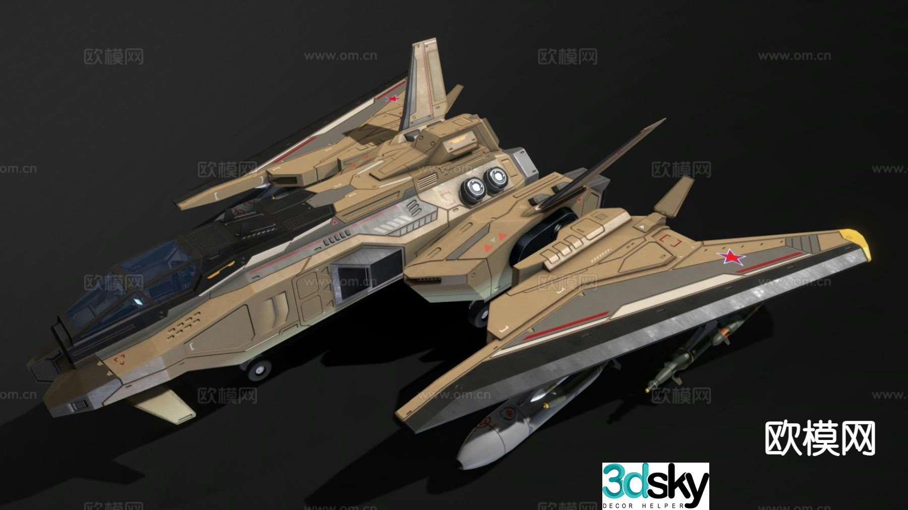 Sci-fi aircraft spaceship 3d model