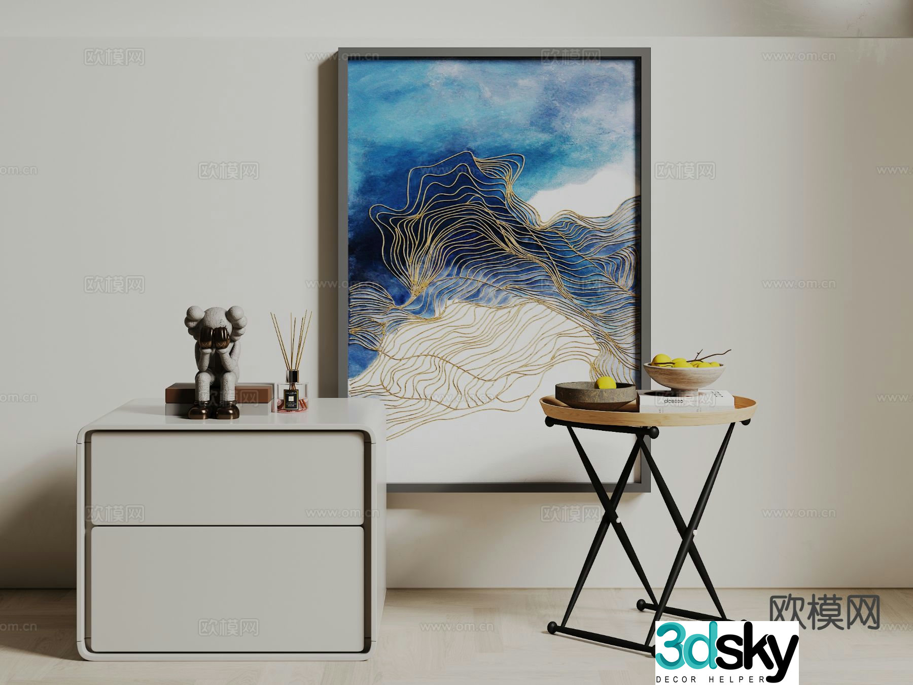Modern bedside table 3d model