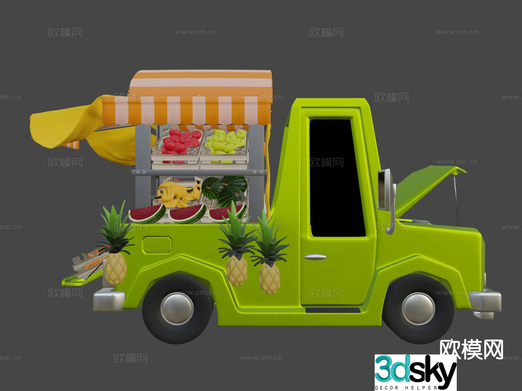 Cartoon toy pickup truck commercial vehicle 3d model