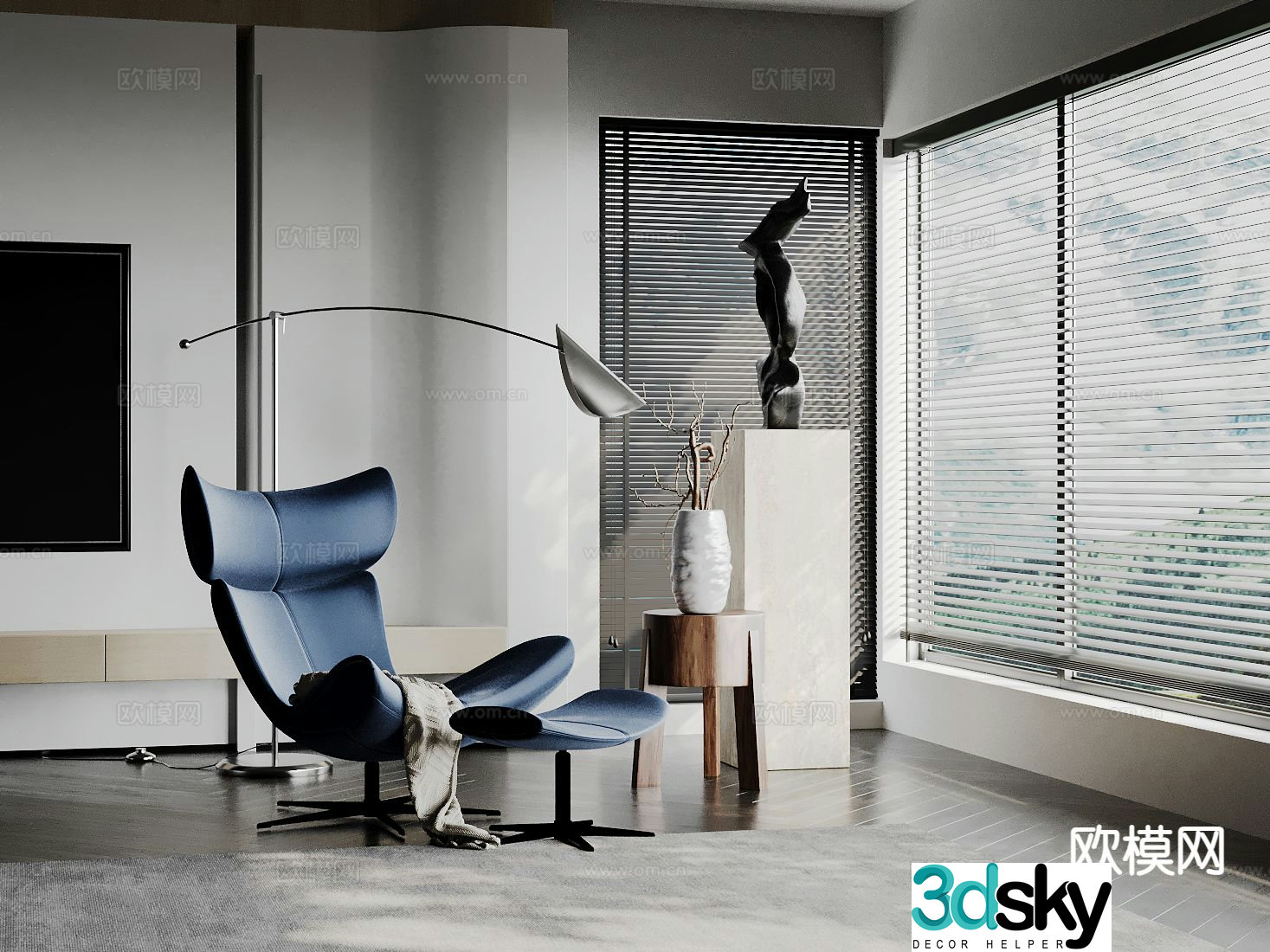 Modern recliner leather chair 3d model