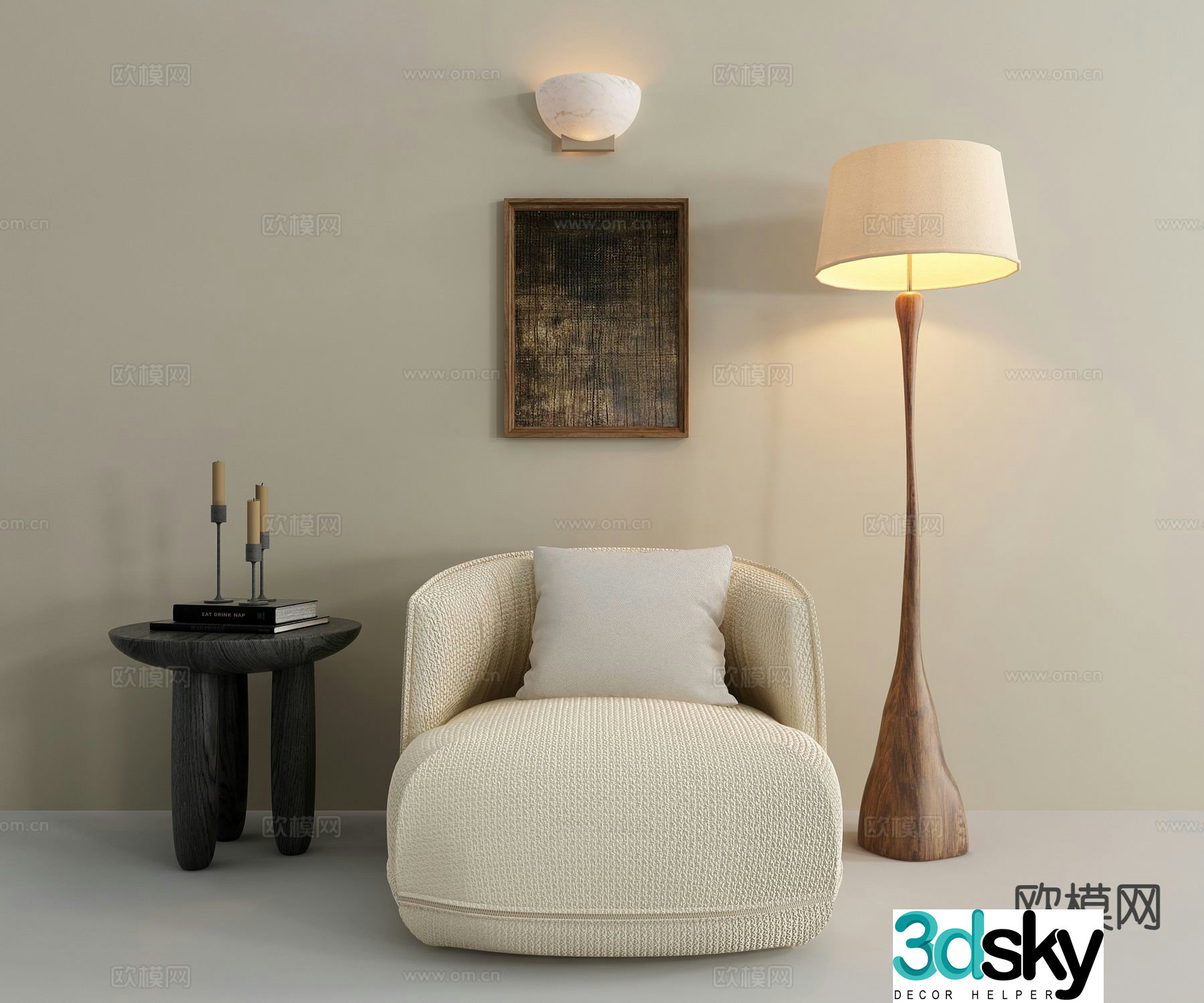 Wabi-sabi single sofa 3d model