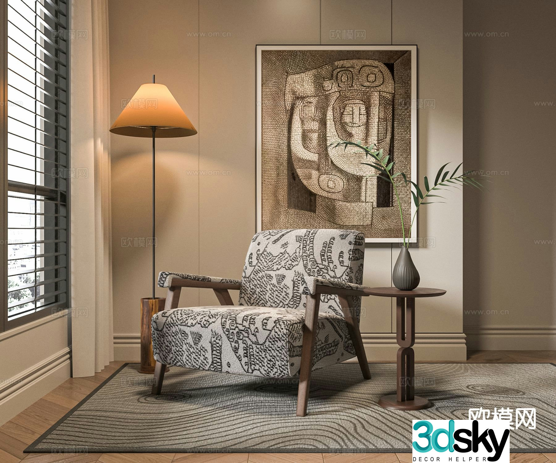 Medieval style leisure chair armchair 3d model