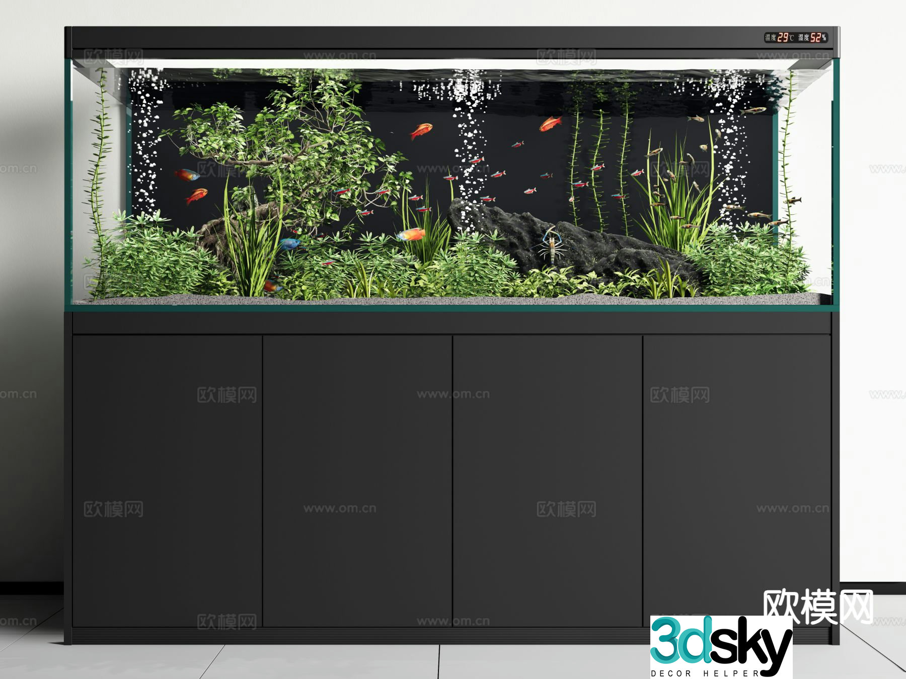 Modern fish tank aquarium 3d model