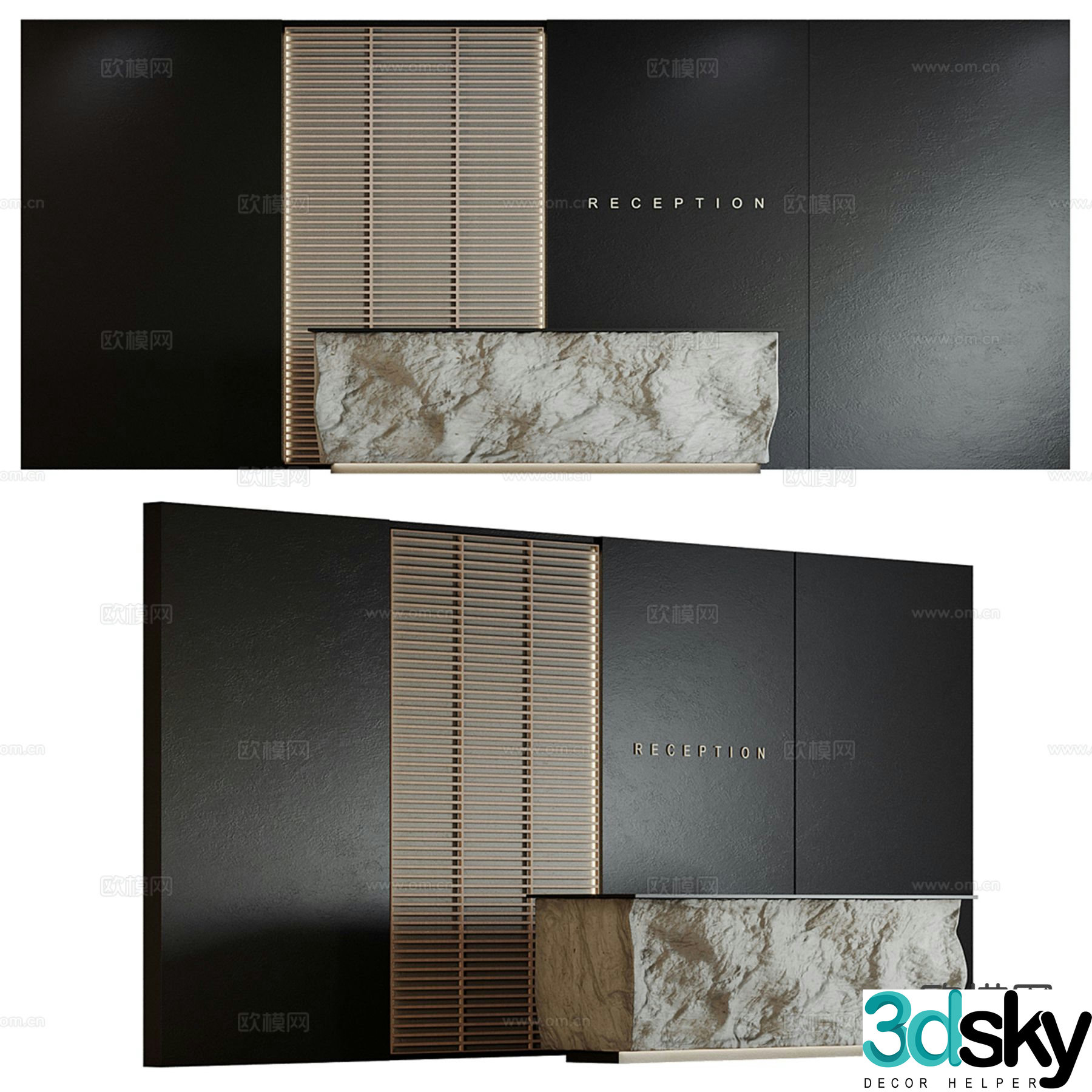 Office front desk reception desk service desk 3d model