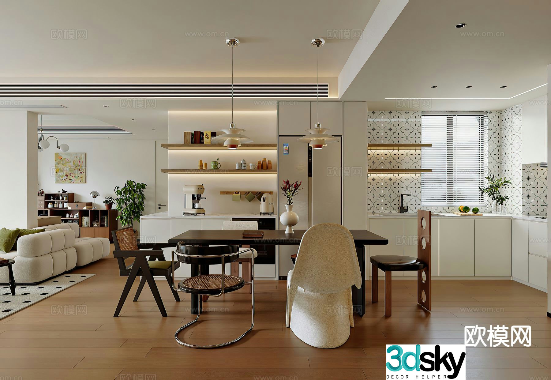 3D model of medieval style living room restaurant