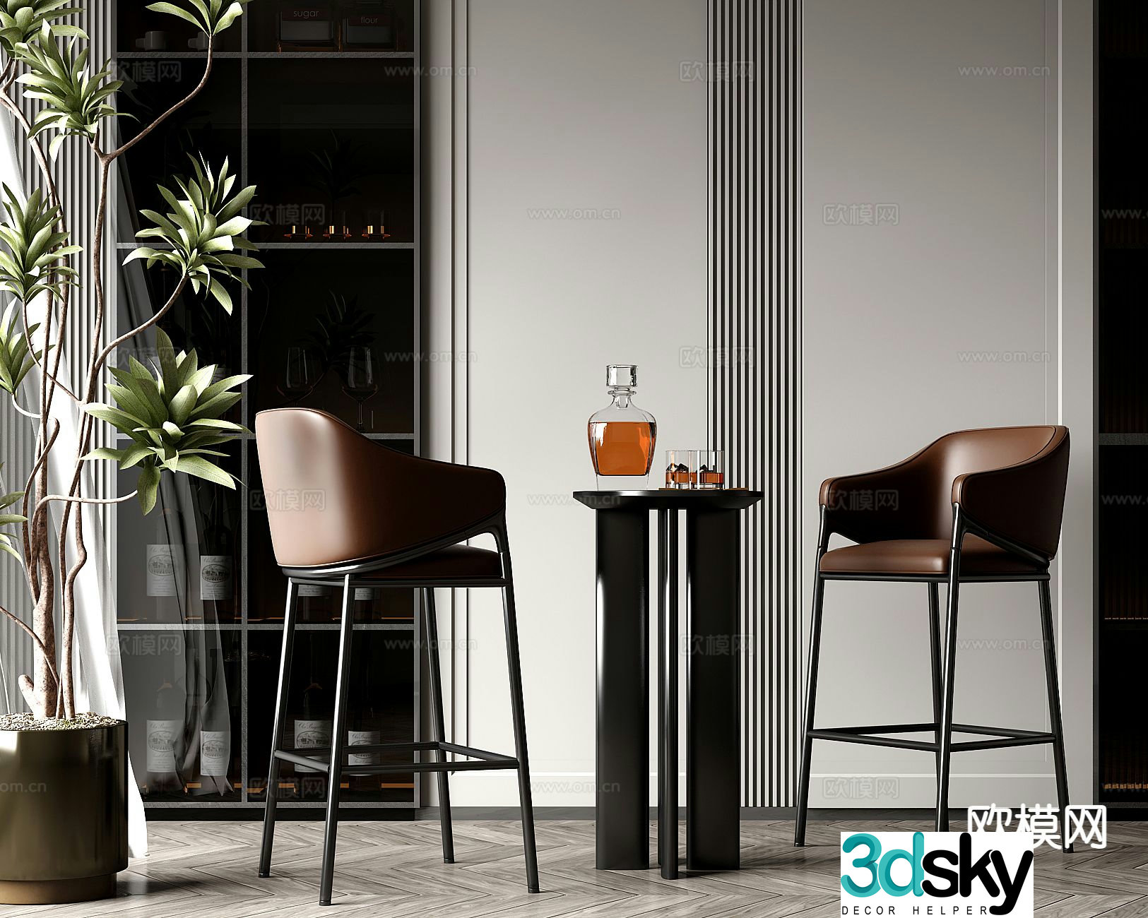 Modern bar stool bar stool 3d model