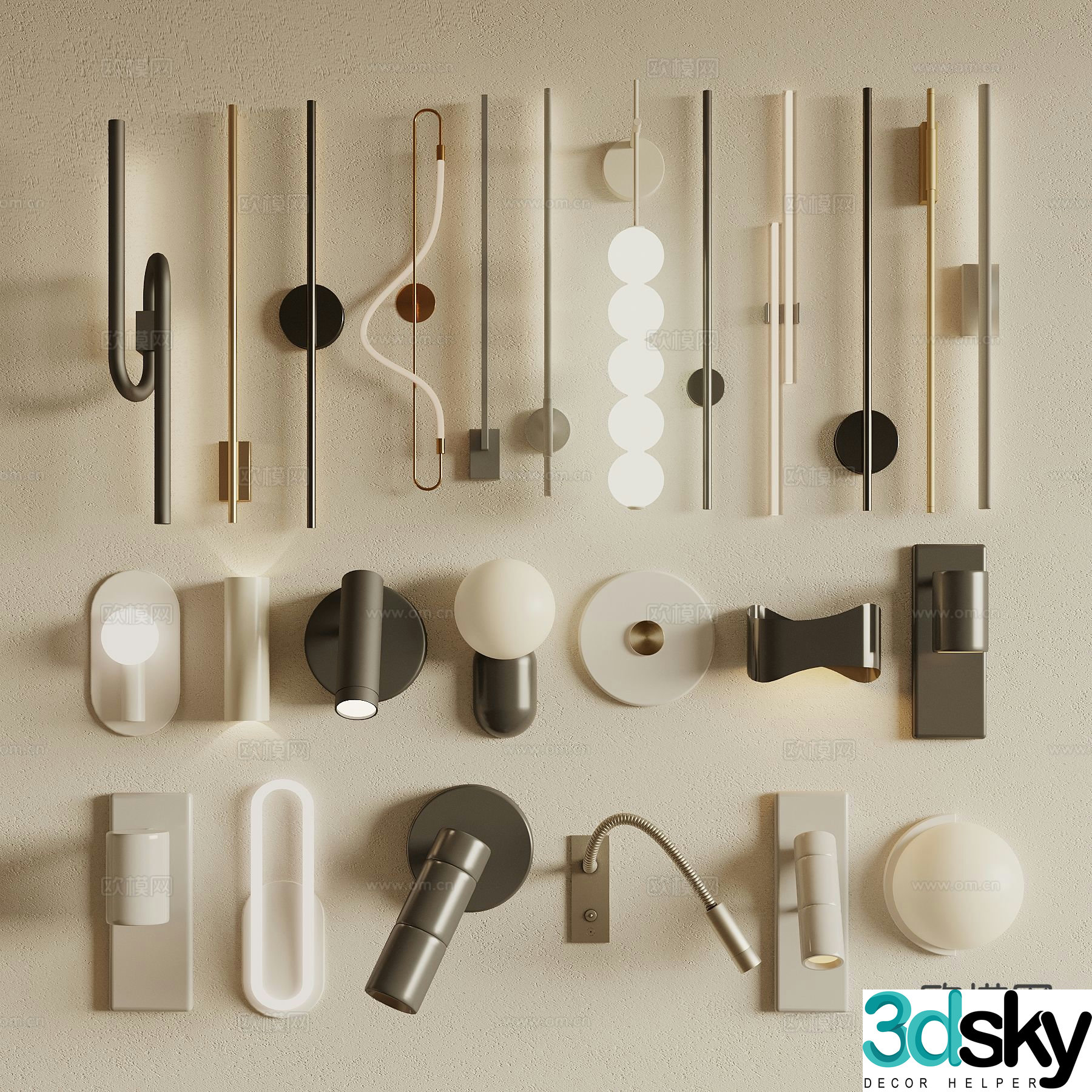 Modern wall light long wall light 3d model