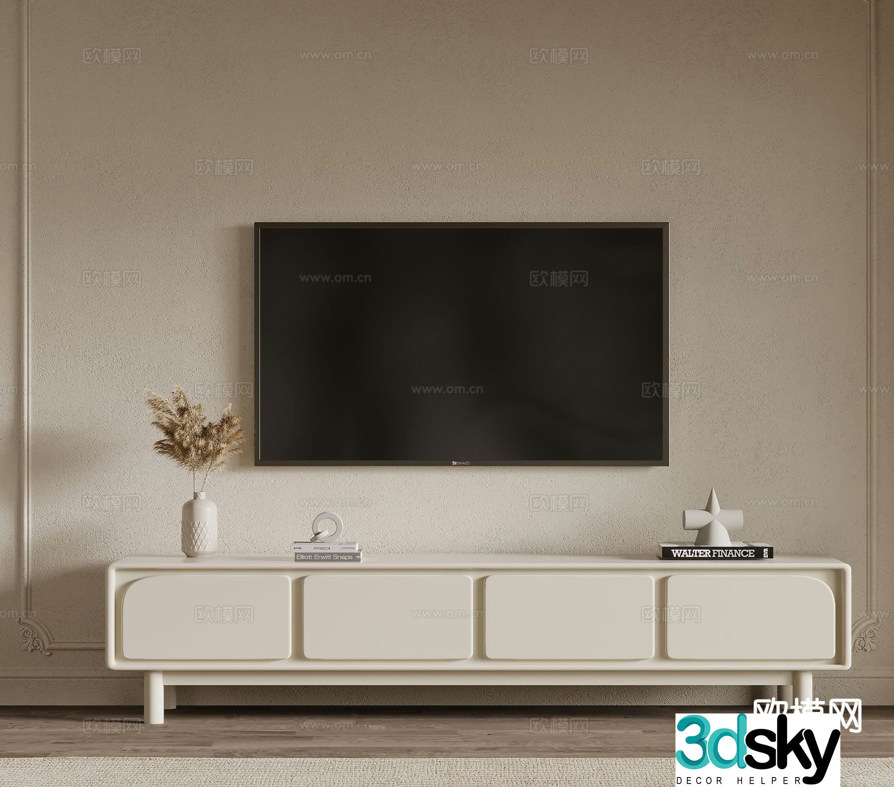 Cream style TV cabinet 3d model