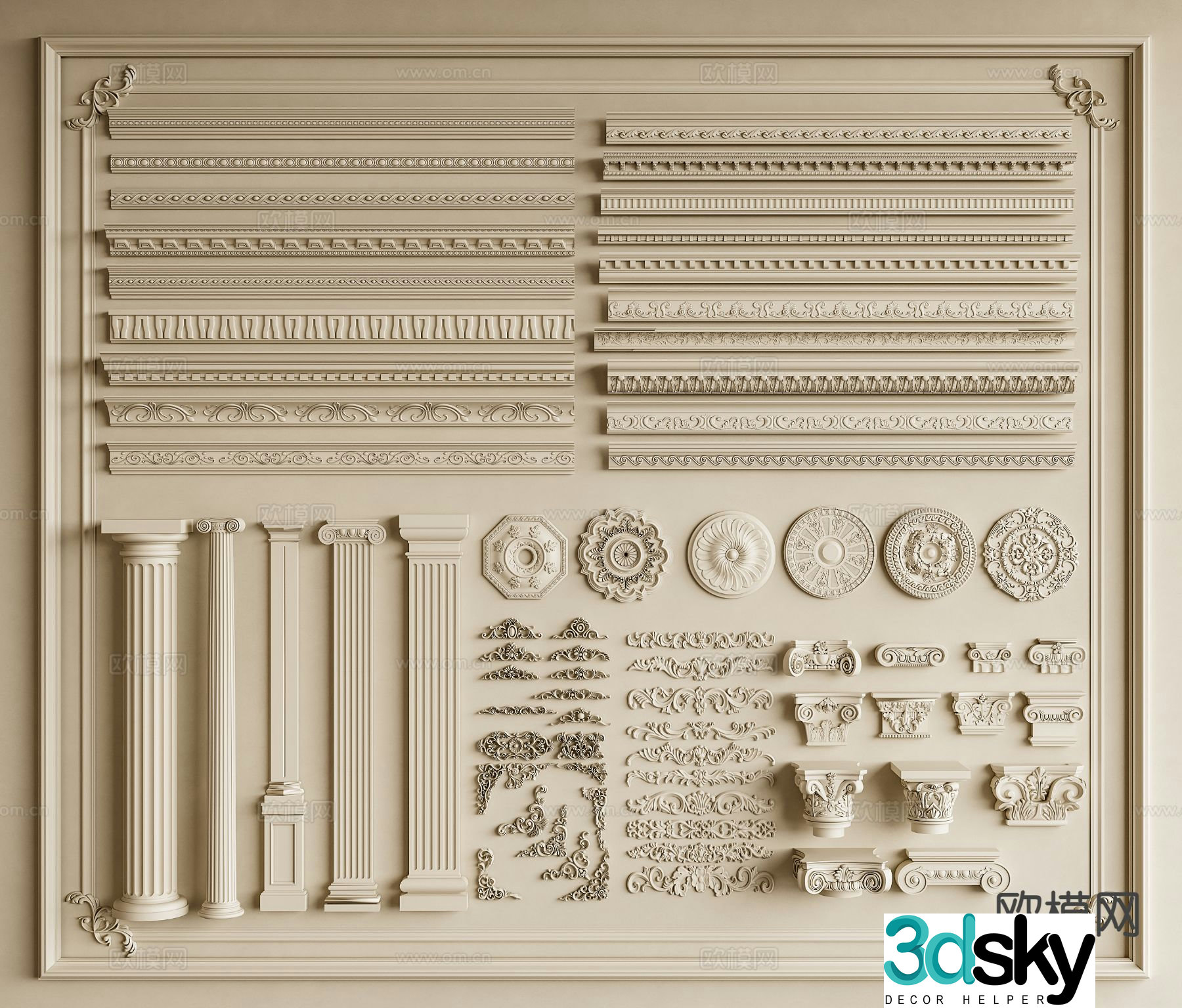 French gypsum line 3d model