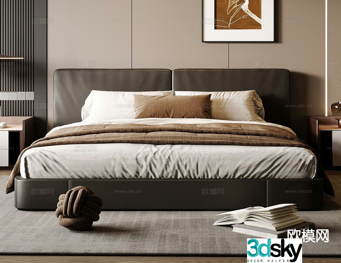 Italian double bed 3d model