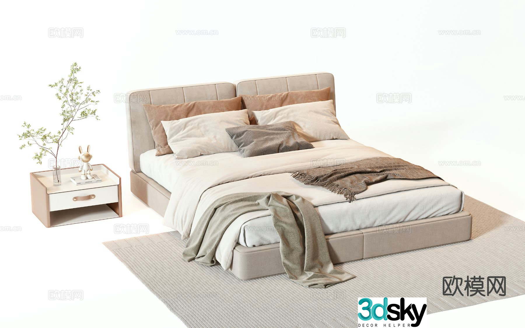 Modern double bed 3d model