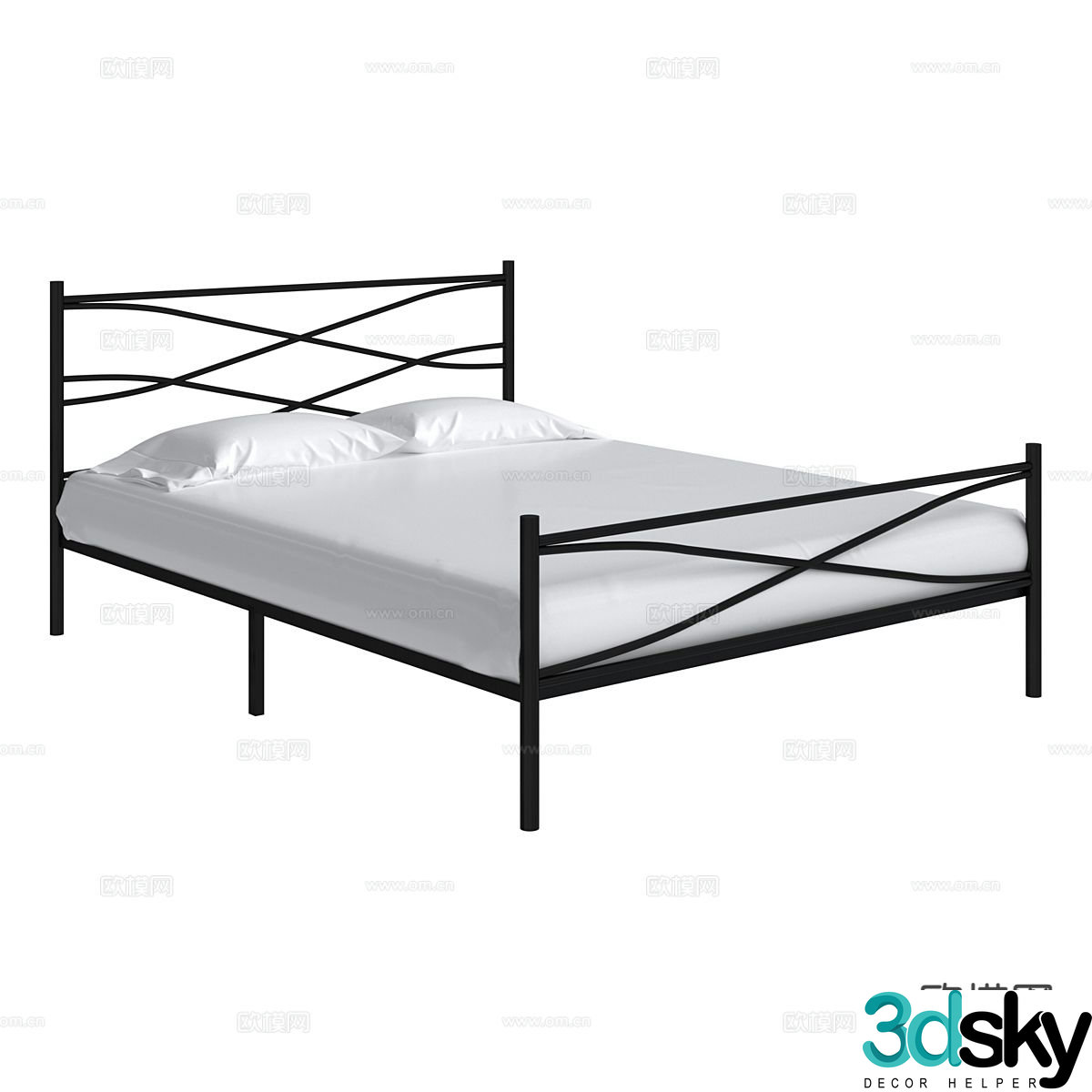 Modern double bed 3d model
