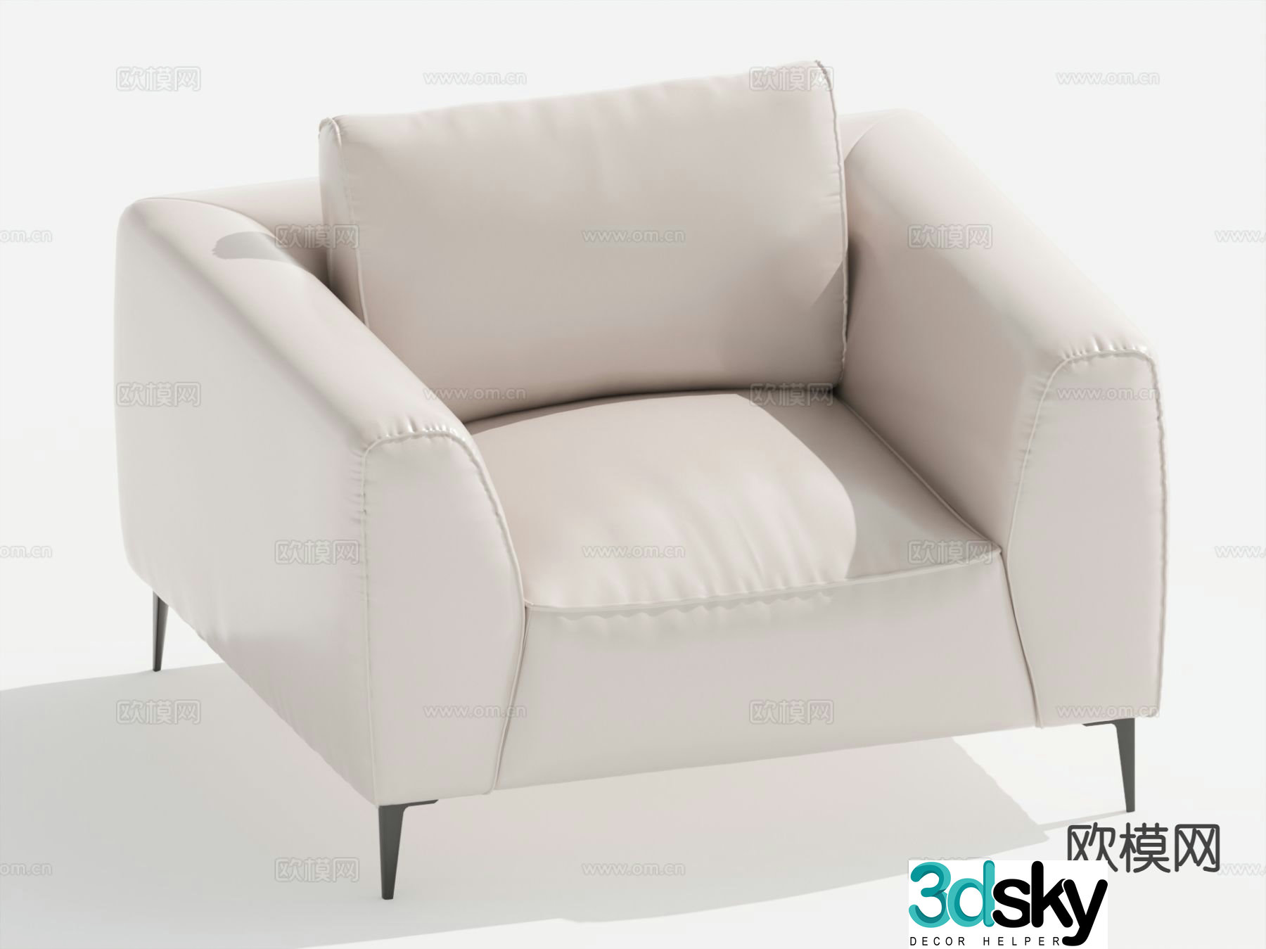 Modern leather sofa single sofa 3d model