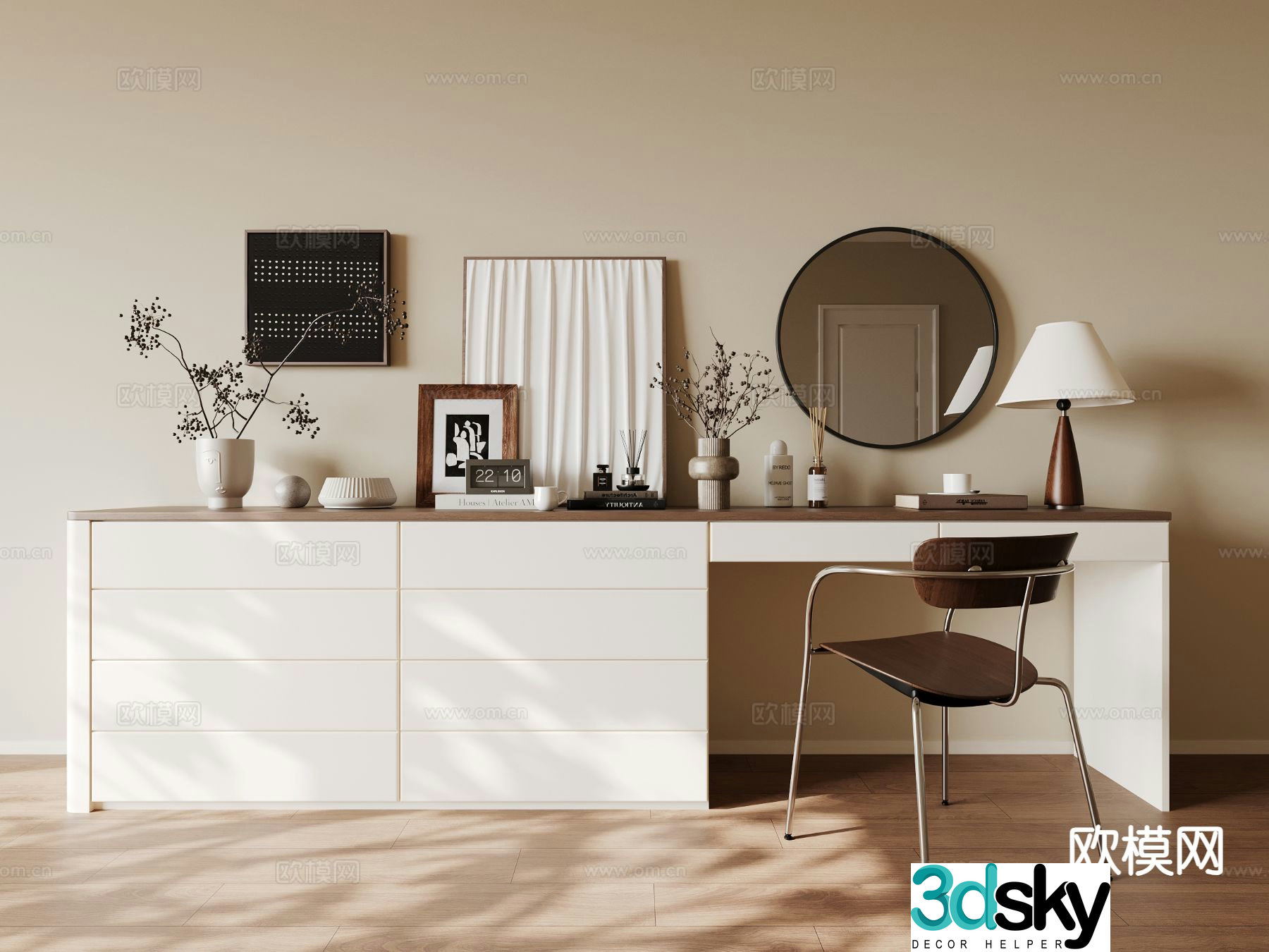 Medium style dressing table 3D model