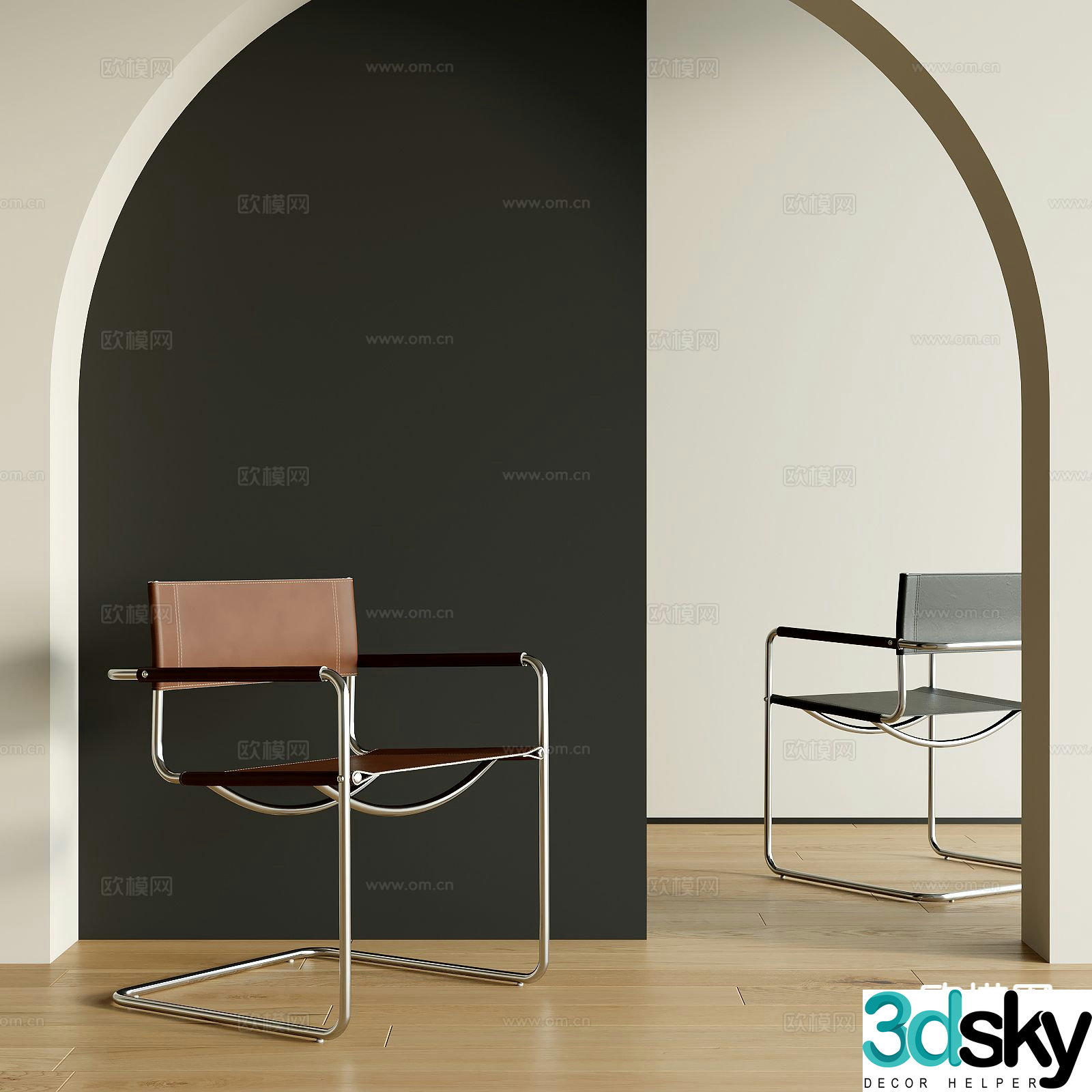 Modern chair dining chair bow chair 3d model