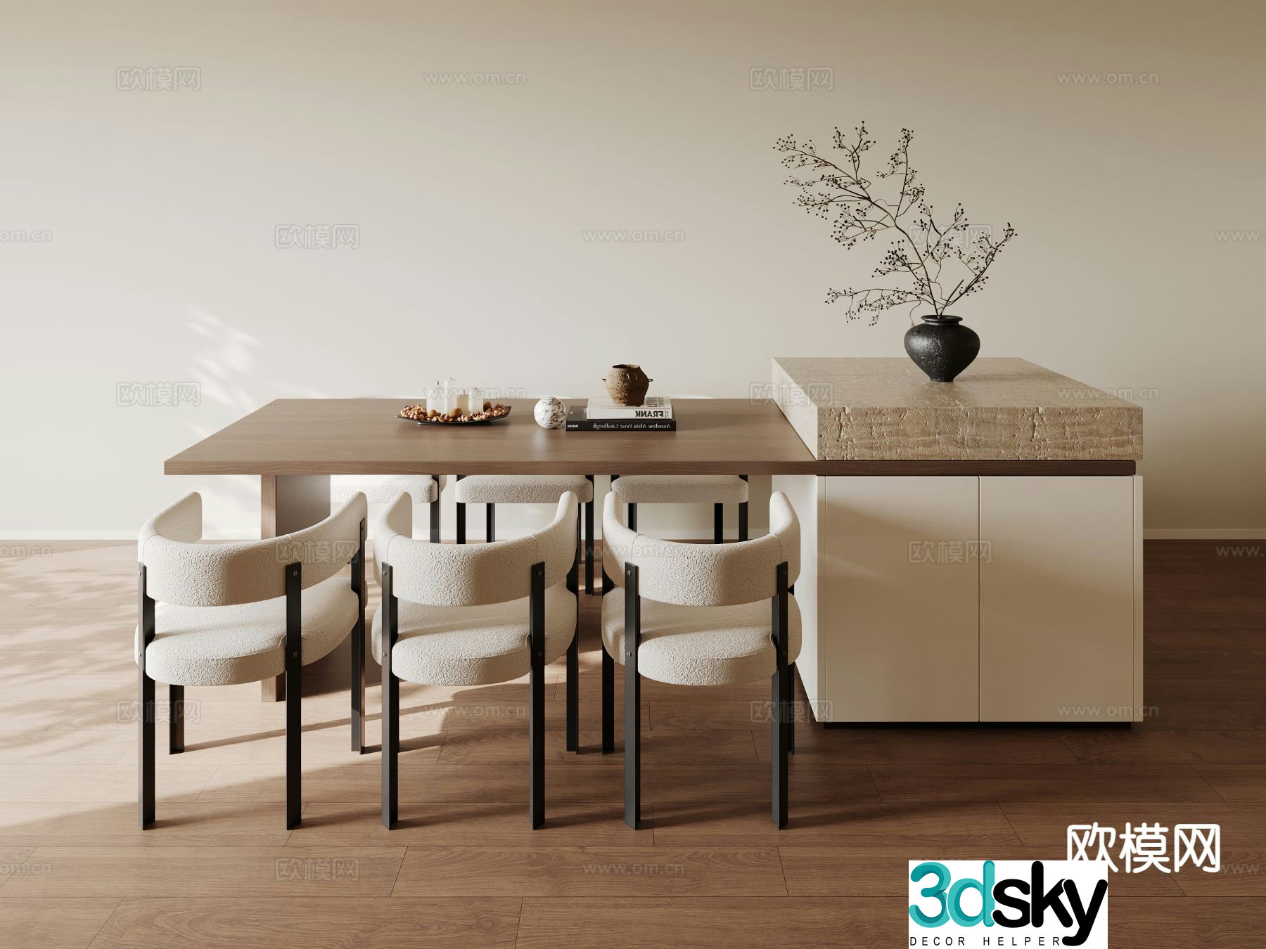 Wasabi Island dining table and chair 3D model