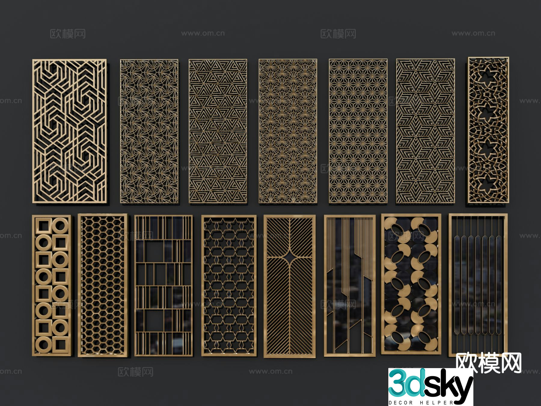 Light luxury partition hollow screen partition 3D model