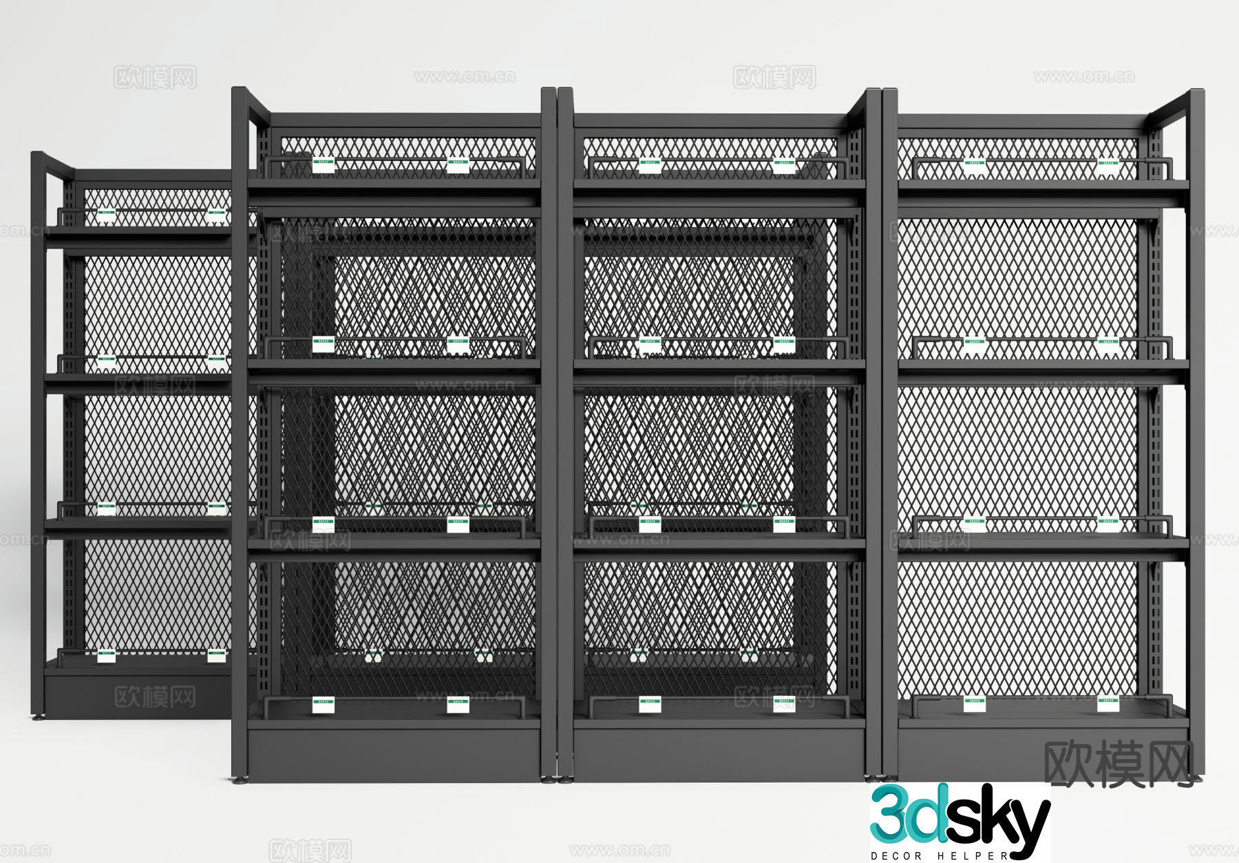 Modern shelves supermarket shelves 3d model