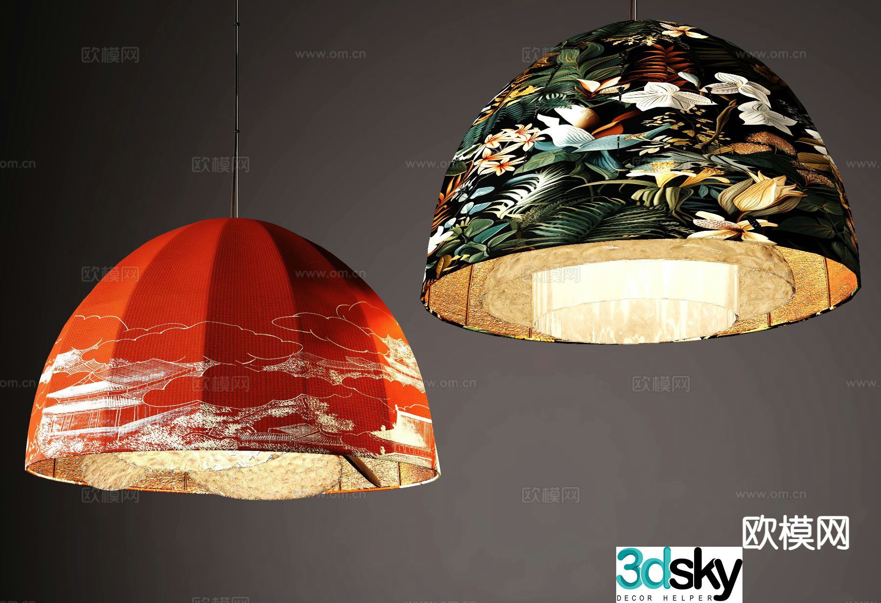 New Chinese style chandelier lampshade chandelier 3d model