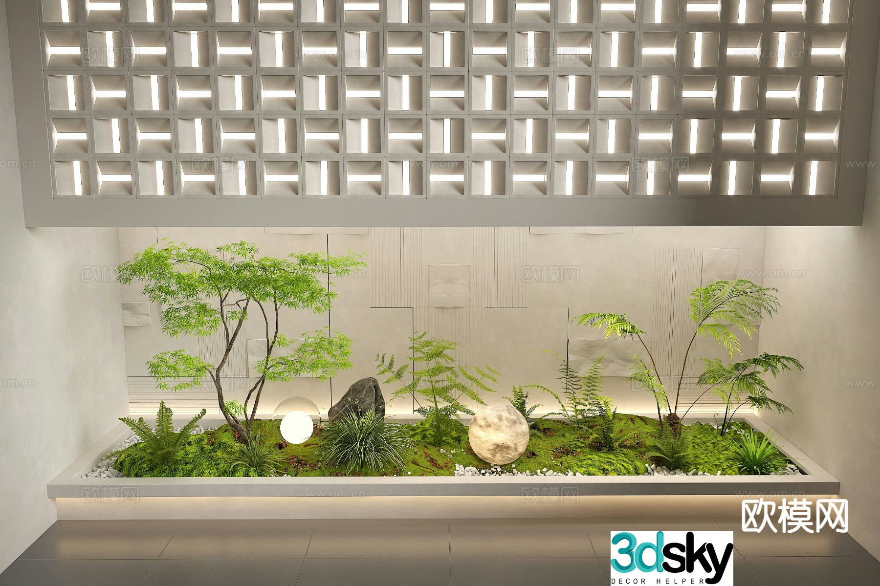 Indoor landscape plant pile landscape green plants 3d model