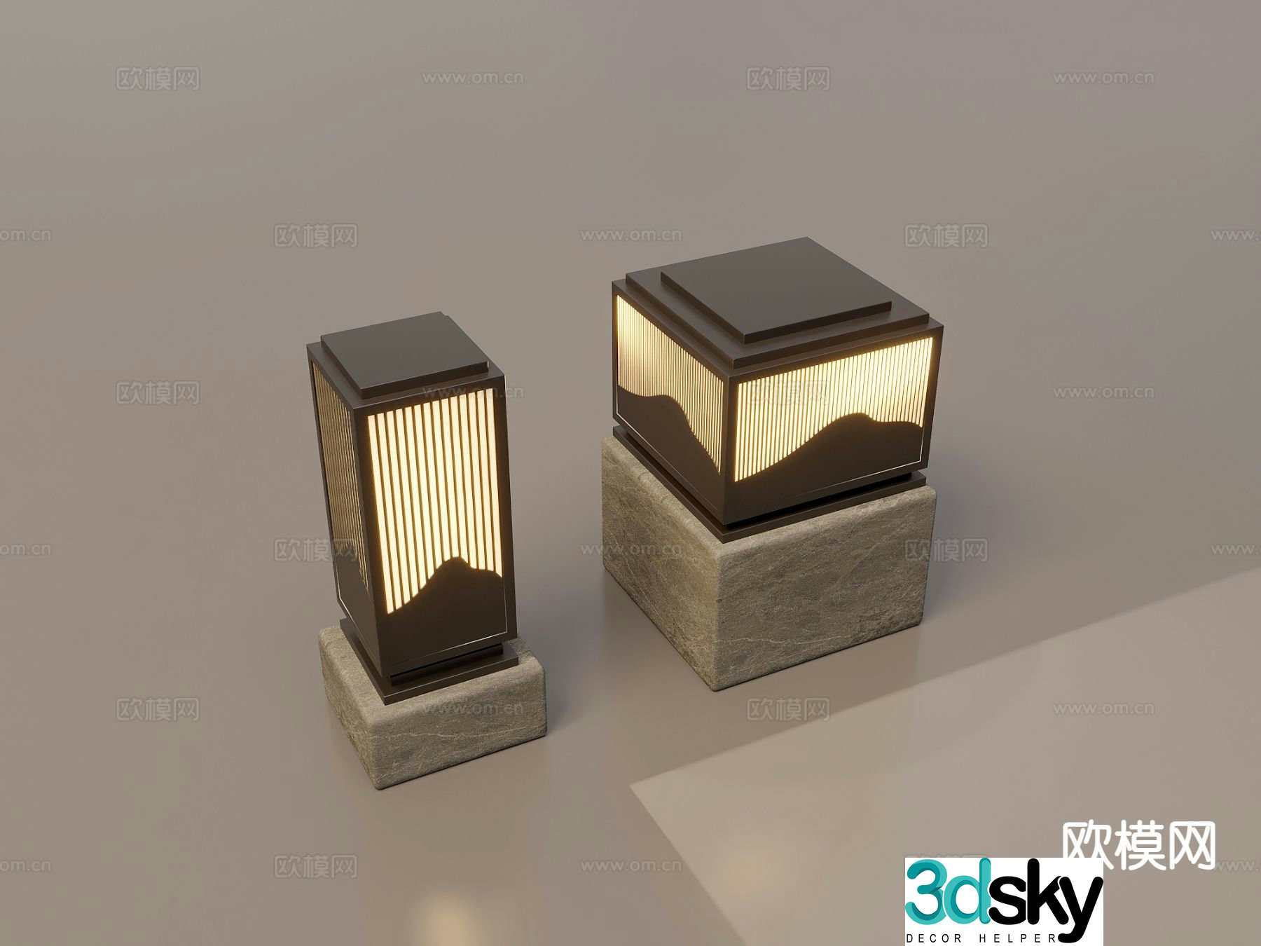 Chinese landscape lights lawn lights garden lights outdoor lights 3D model