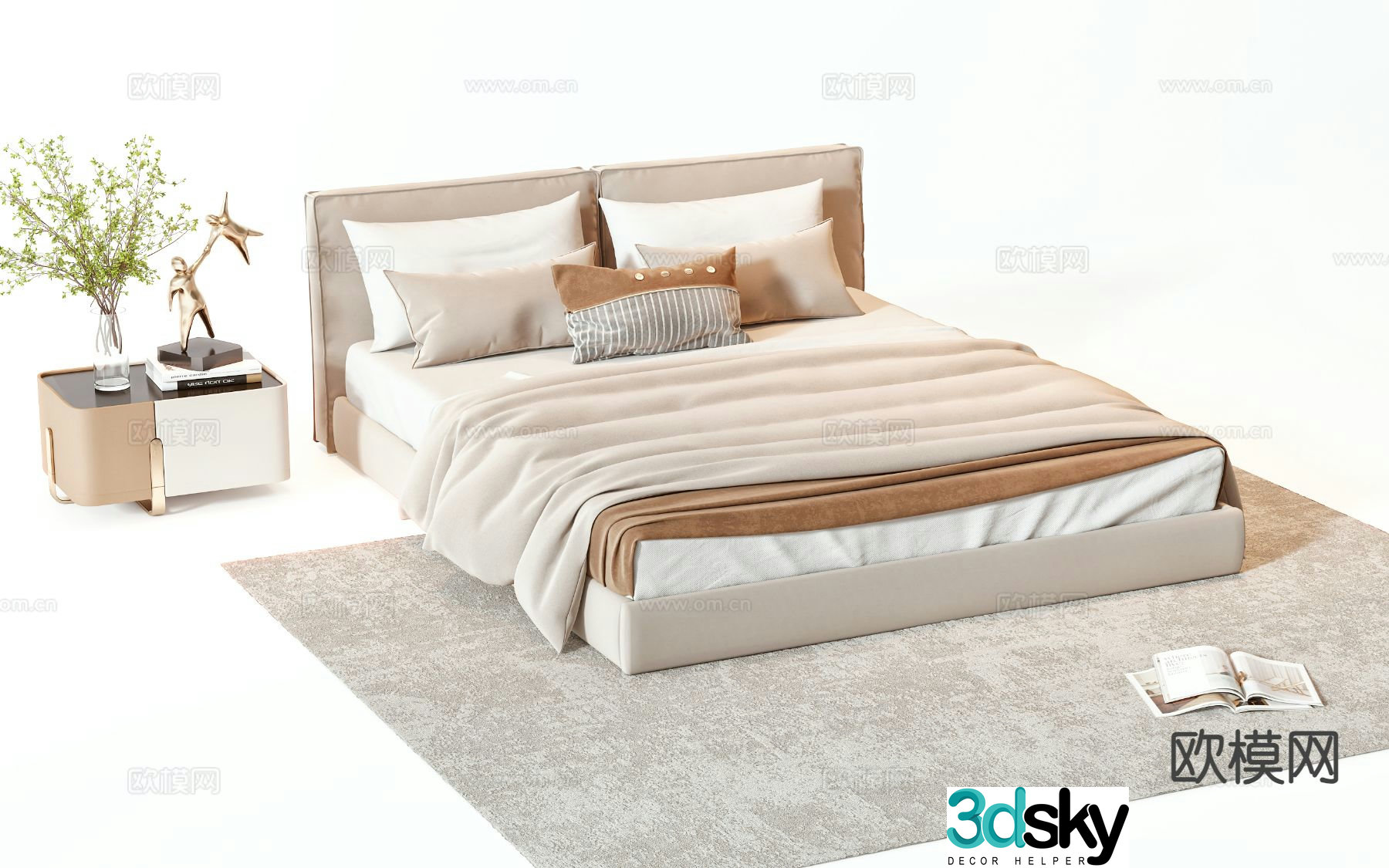 Modern double bed 3d model