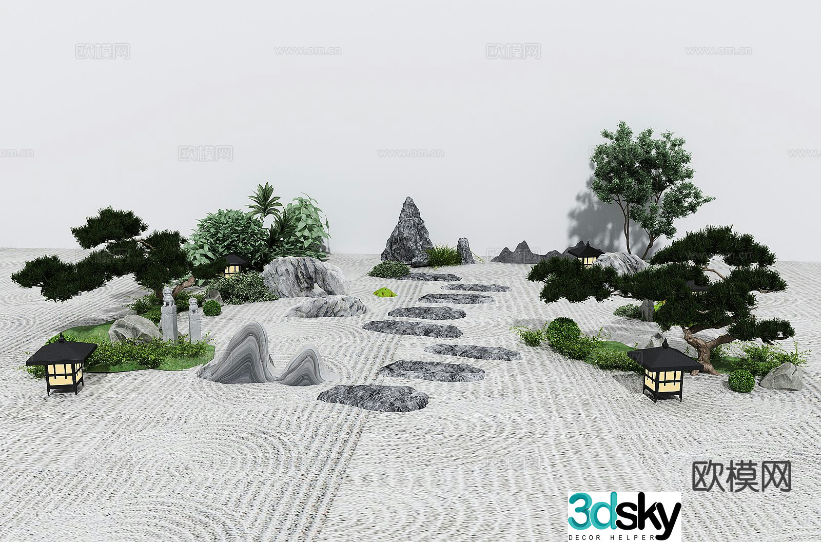 Modern courtyard landscape 3d model